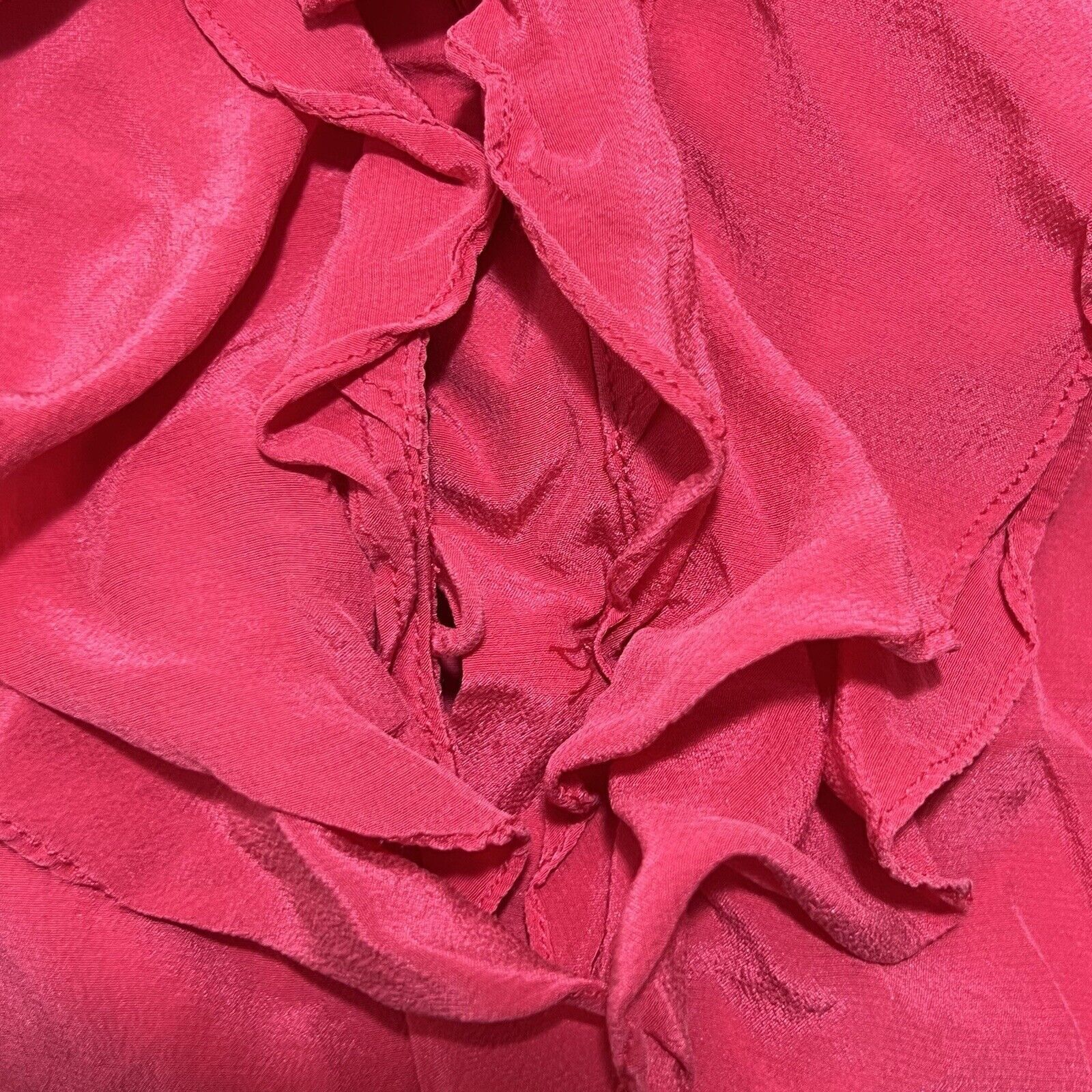 Pendleton Pendleton Silk Short Sleeve Hot Pink Ruffle Button Up Top Size XL / US 12-14 / IT 48-50 - 8 Thumbnail