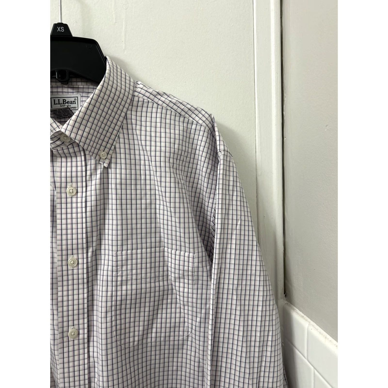 Vintage L.L. Bean Shirt Mens 16.5 White Oxford Plaid Button-Up Wrinkle Free L/S 300450 Size US XL / EU 56 / 4 - 4 Thumbnail
