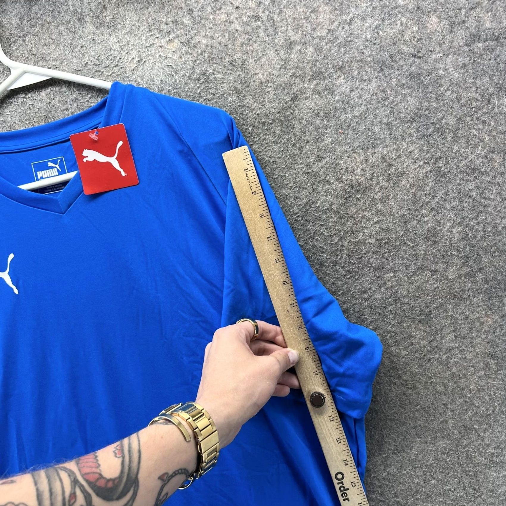Puma PUMA Jersey Shirt Mens 2XL Blue LIGA Core DryCELL Short Sleeve Soccer Top Size US XXL / EU 58 / 5 - 4 Thumbnail