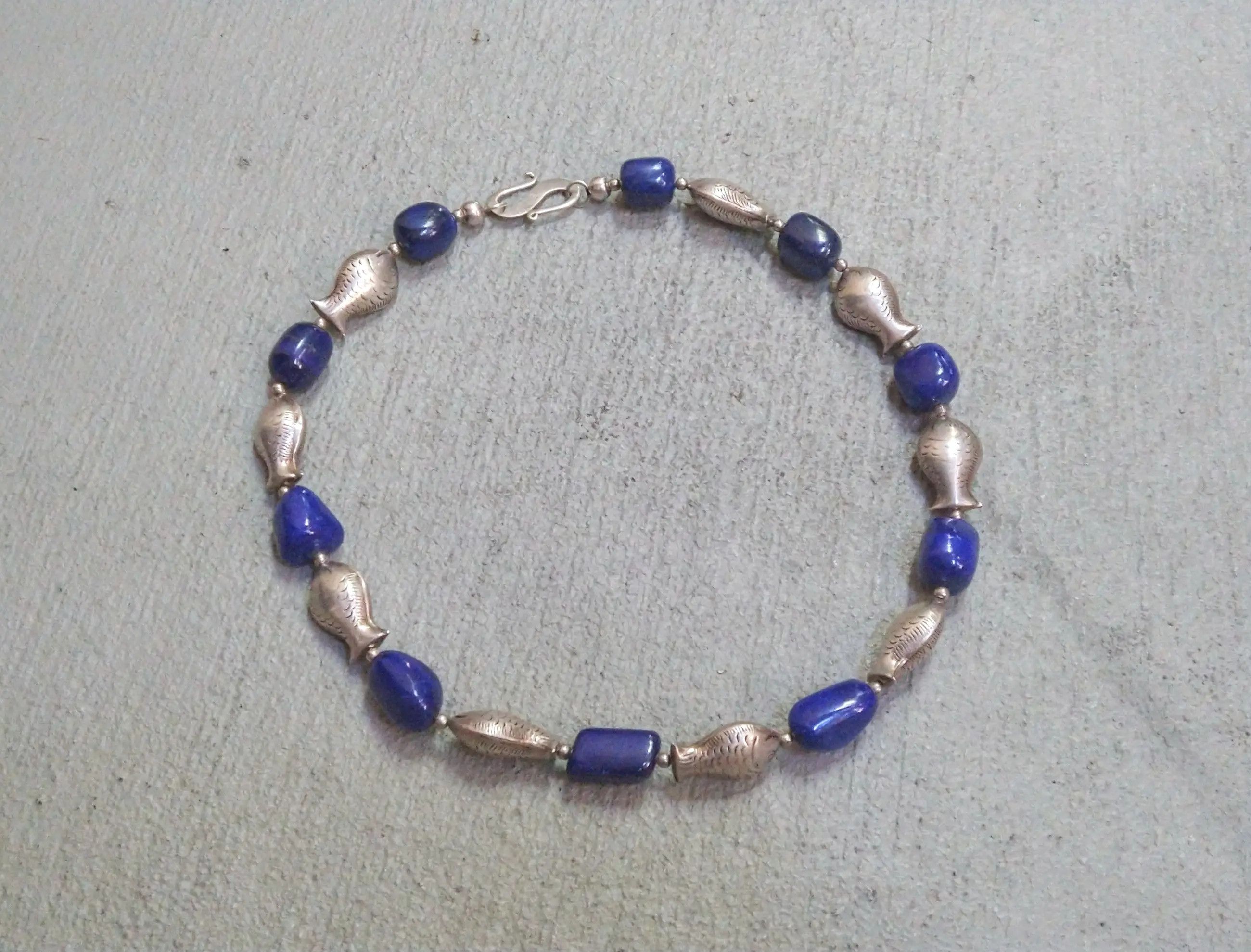 Jewelry Sterling Silver Necklace Fish Lapis Lazuli Size ONE SIZE - 2 Thumbnail