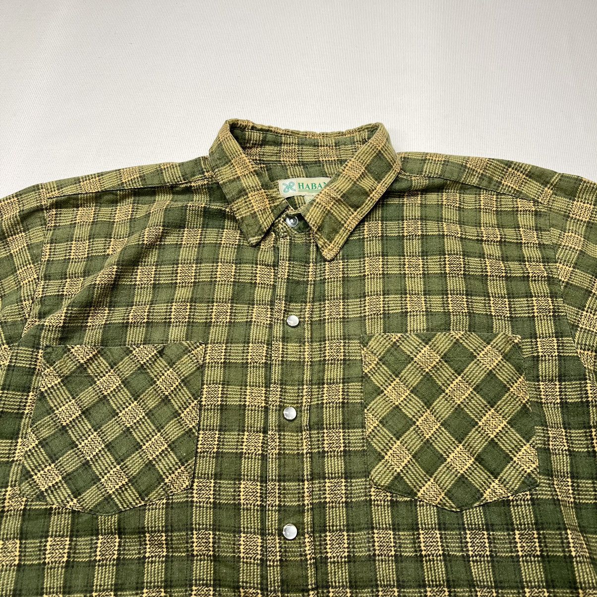 Haband × Vintage VTG Haband Flannel Shirt Green Plaid Button Up Pearl Snap Size US L / EU 52-54 / 3 - 3 Thumbnail