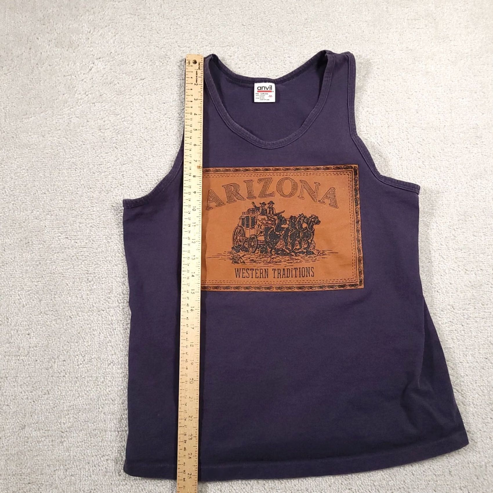 Anvil VINTAGE Anvil USA Made Arizona Shirt Western Traditions Sleeveless Crew Neck Blue Cotton T-Shirt Men M Medium Size US M / EU 48-50 / 2 - 7 Thumbnail