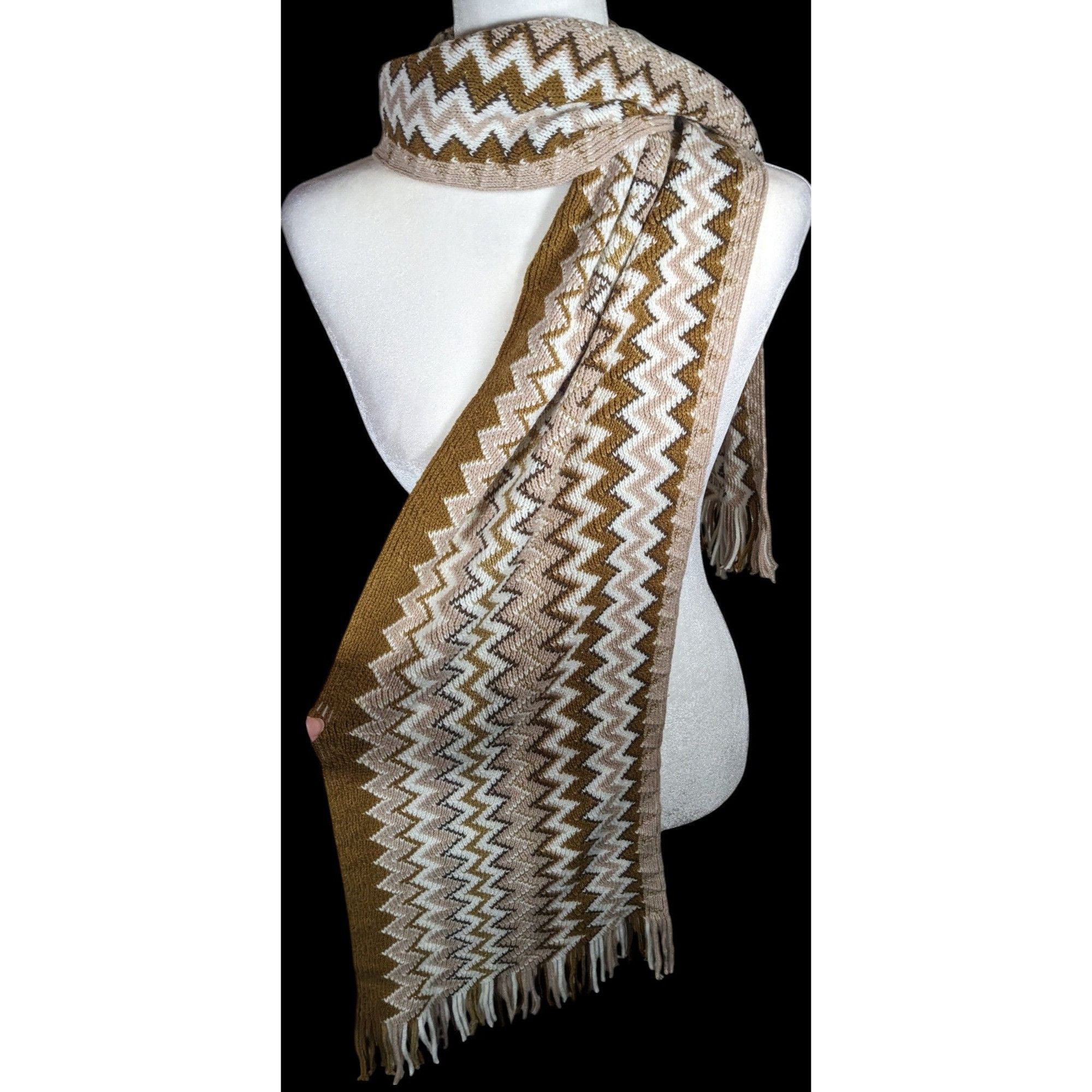 Other Accessory Network Tusk Combo Brown And Tan Zigzag Scarf Size ONE SIZE - 1 Thumbnail