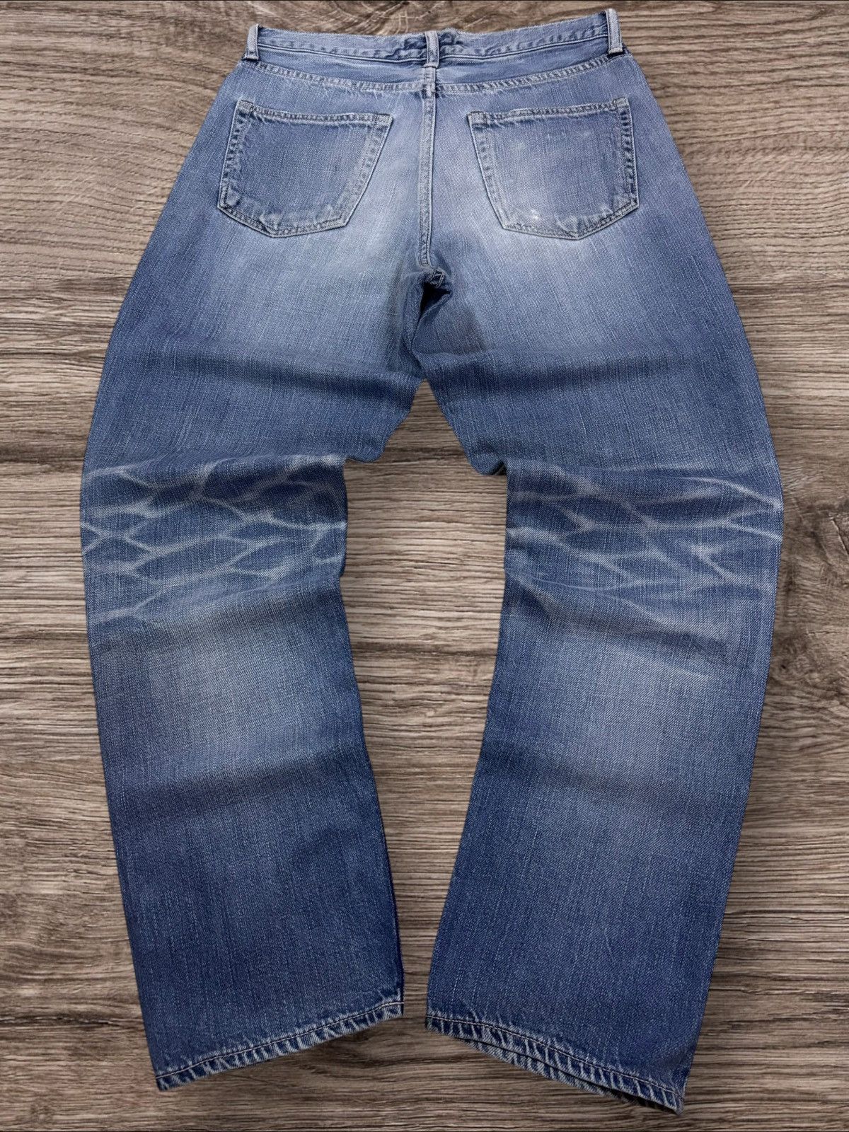 OMNIGOD Vtg D.M.G Spellbound Japan Honeycomb Faded Distress Jeans Size US 28 / EU 44 - 2 Thumbnail