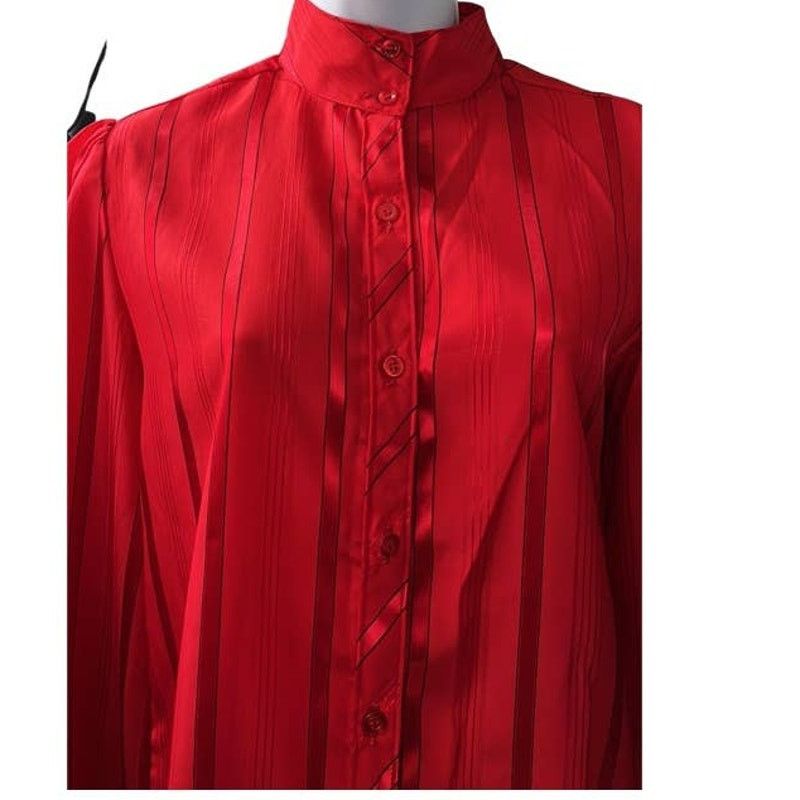 Vintage Career Guild 80s Red And Black Striped Blouse Size 10 Medium Size M / US 6-8 / IT 42-44 - 3 Thumbnail