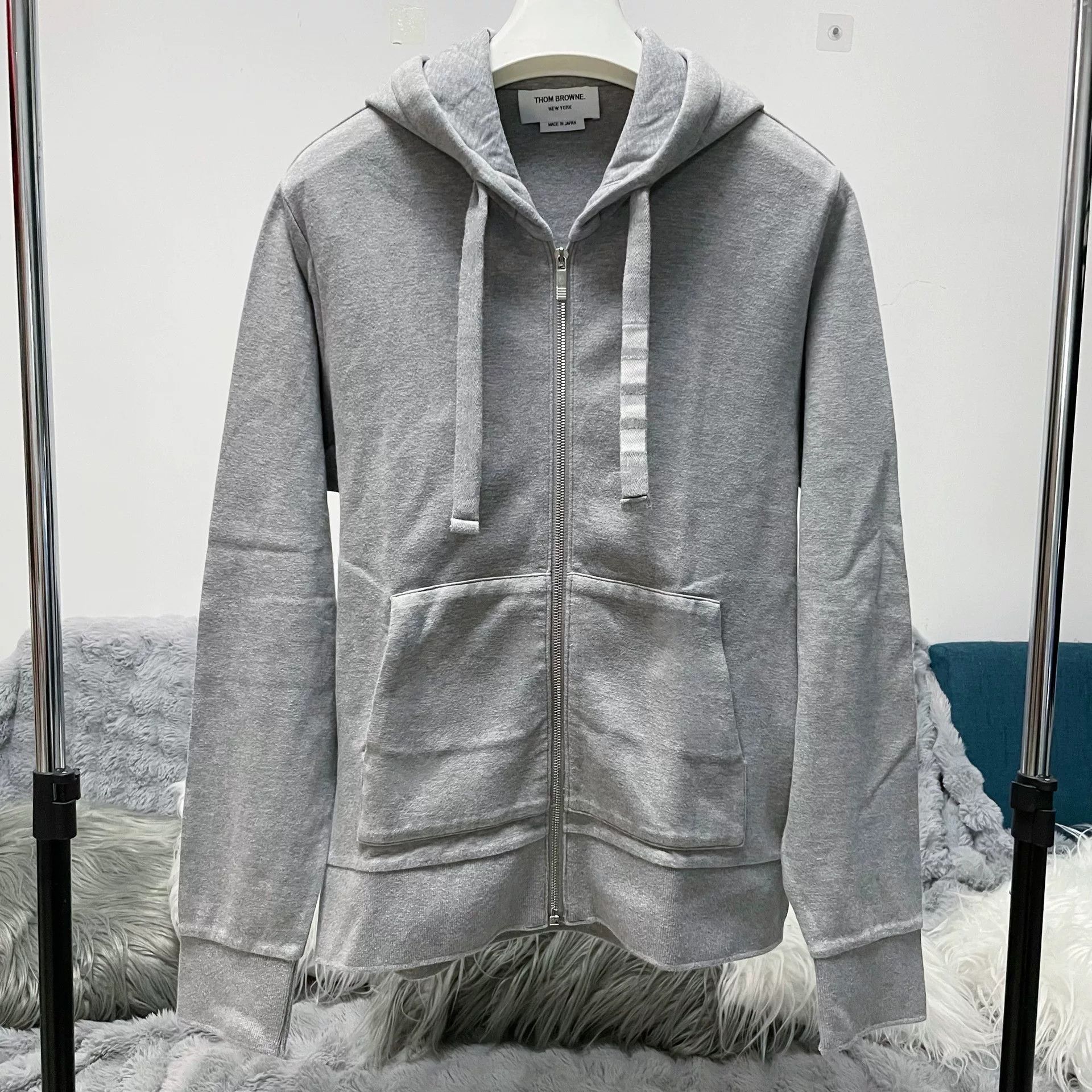 Thom Browne Thom Browne Gray Stripe Zip Hoodie Size US M / EU 48-50 / 2 - 1 Thumbnail