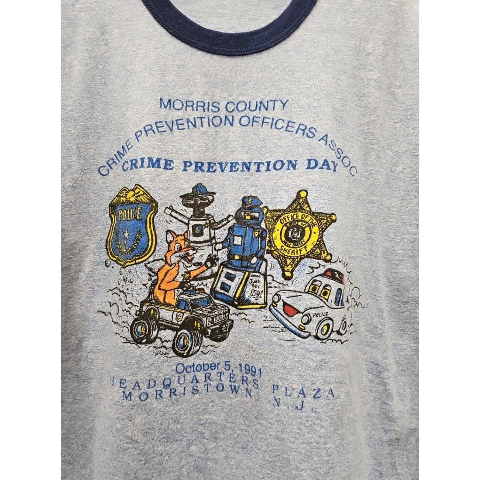 Vintage VINTAGE Jersey Graphic Print Shirt XL Blue Police Crime Prevention Officers Ringer Tee Men Screen Stars 90s Size US XL / EU 56 / 4 - 2 Thumbnail