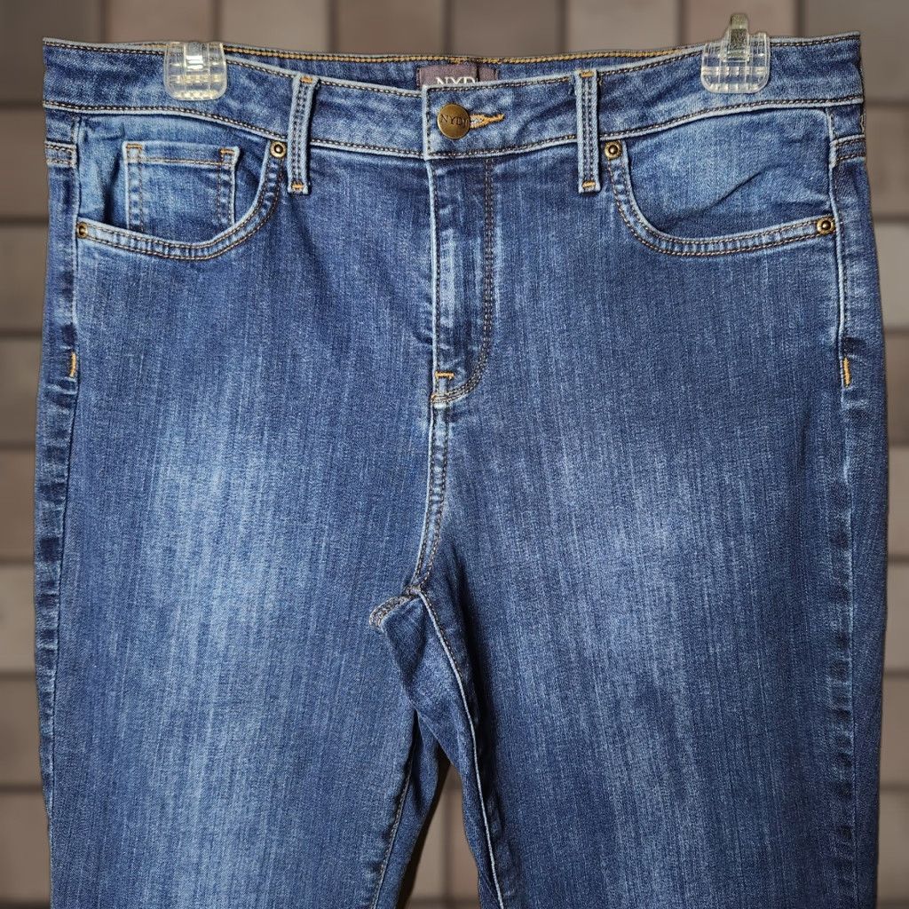 NYDJ NYDJ Barbara Bootcut Lift Tuck High Rise Jeans-Size 10 Womens Blue Denim Stretch Pockets Shaping Regular Rise Hairline? Size 32" / US 10 / IT 46 - 1 Thumbnail