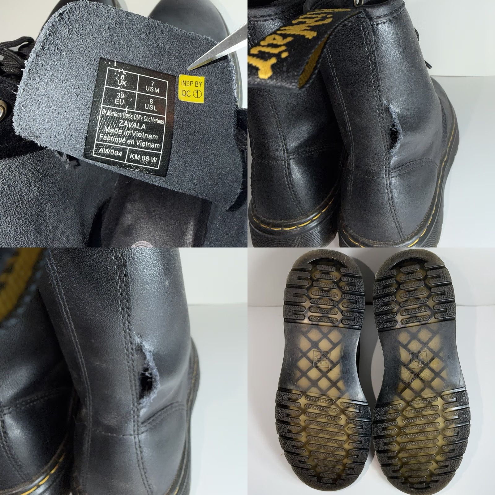 Dr. Martens Dr. Martens Women’s Size 8 Zavala High Top Boot TEAR RIP Punk 90s Leather Black Combat Ankle Lace Up Rubber Sole Menstrual? Size M / US 6-8 / IT 42-44 - 8 Thumbnail