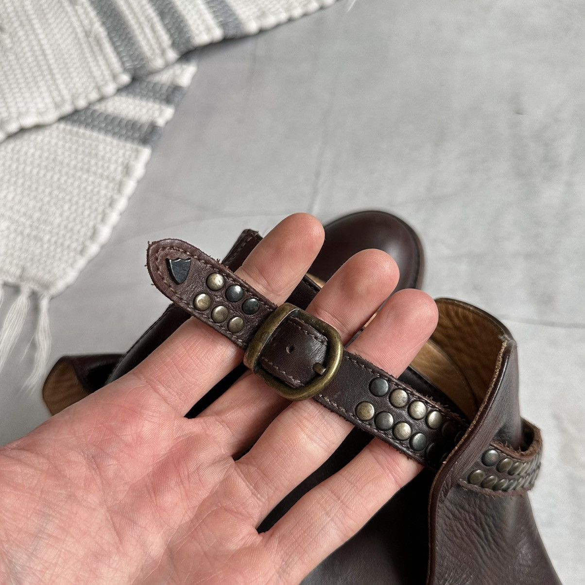 Dirk Bikkembergs HTC Hollywood Trading Co Studded Belt Biker Boots Ash Style Size US 8 / EU 41 - 11 Thumbnail