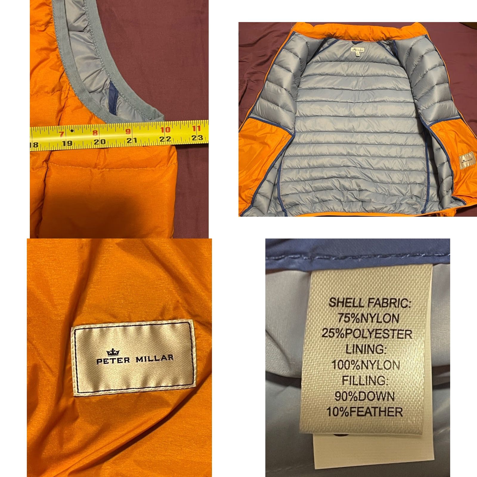 Peter Millar Peter Millar Vest Orange Full Zip Puffer 90% Down 10% Feather Men’s Sz L Pockets Lightweight Casual Size US L / EU 52-54 / 3 - 8 Thumbnail