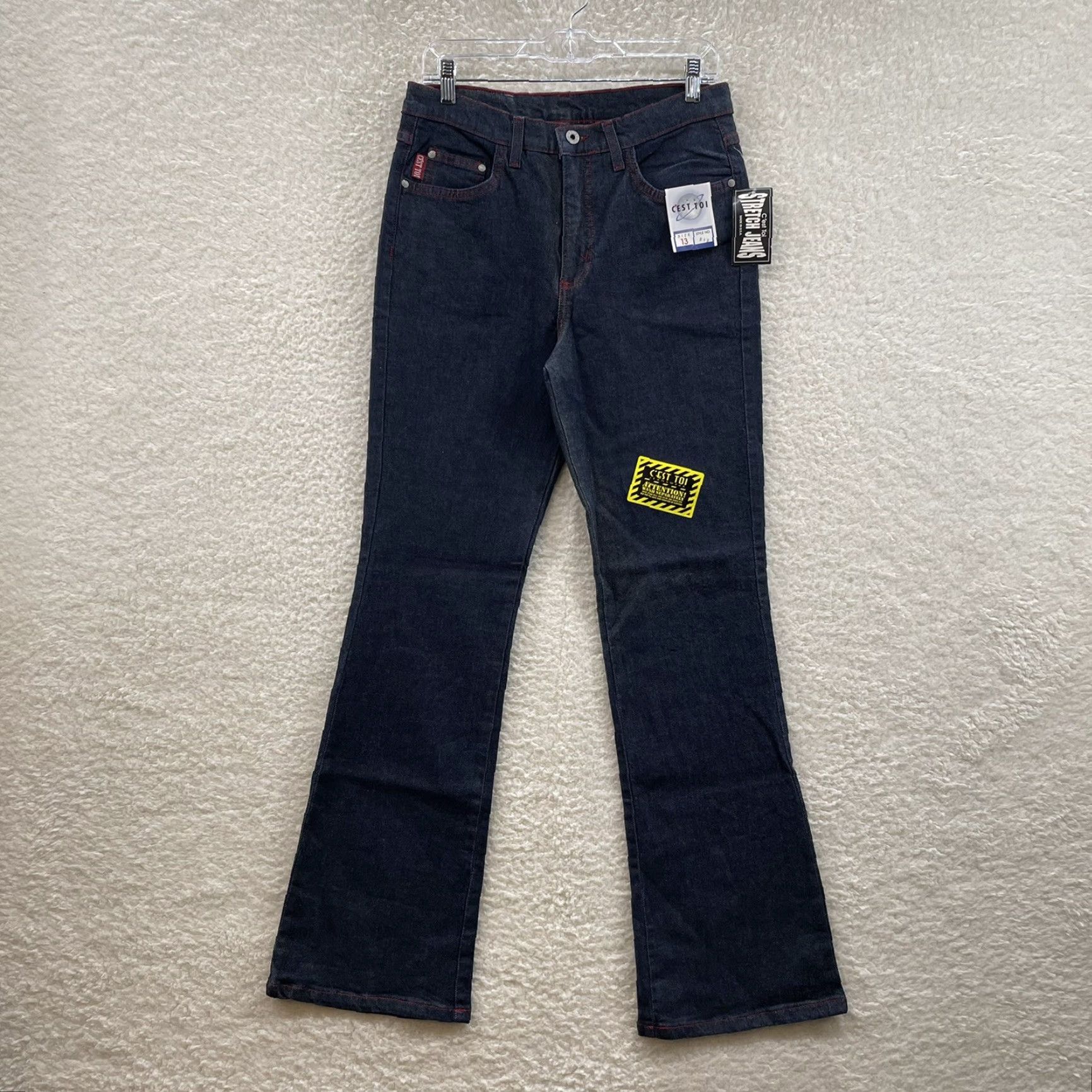 Vintage VINTAGE NEW 90s Y2K jeans 12 30 High Waisted Bootcut Flare Dark Wash Size 34" / US 12 / IT 48 - 2 Thumbnail