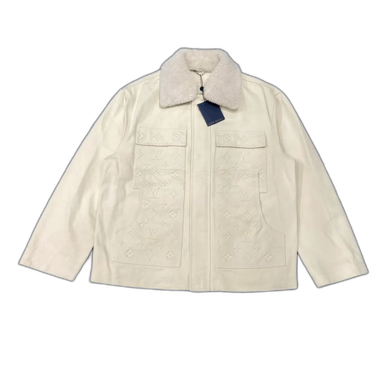 Louis Vuitton Beige Embossed Denim Jacket with Removable Collar-2506 Size US XXL / EU 58 / 5 - 1 Thumbnail