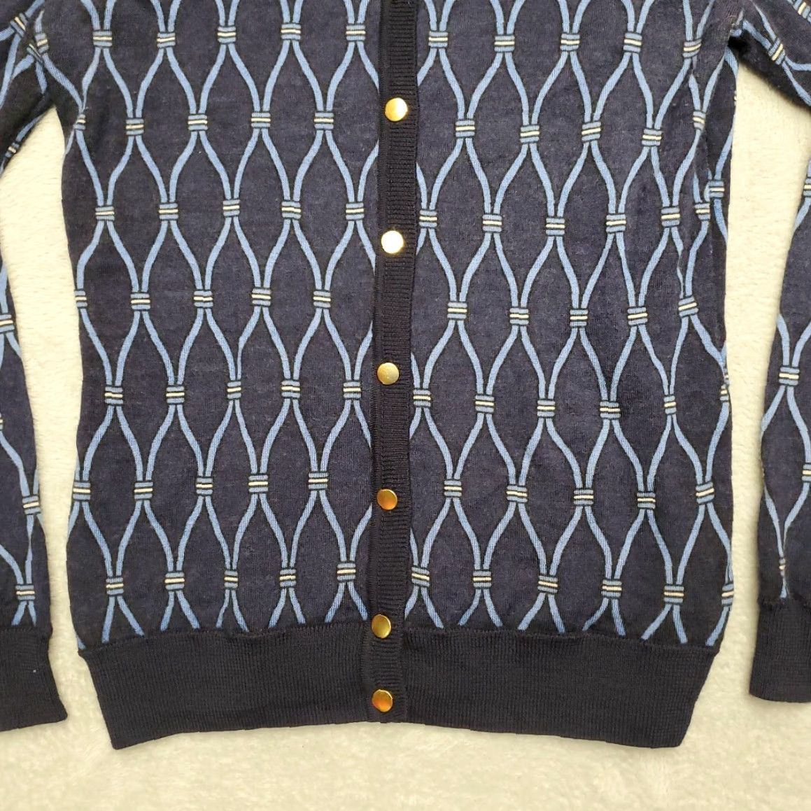 Talbots VINTAGE Talbots Sweater Cardigan Womens Small Blue 100% Merino Wool Button Geometric Knit Casual Womens Size S / US 4 / IT 40 - 5 Thumbnail