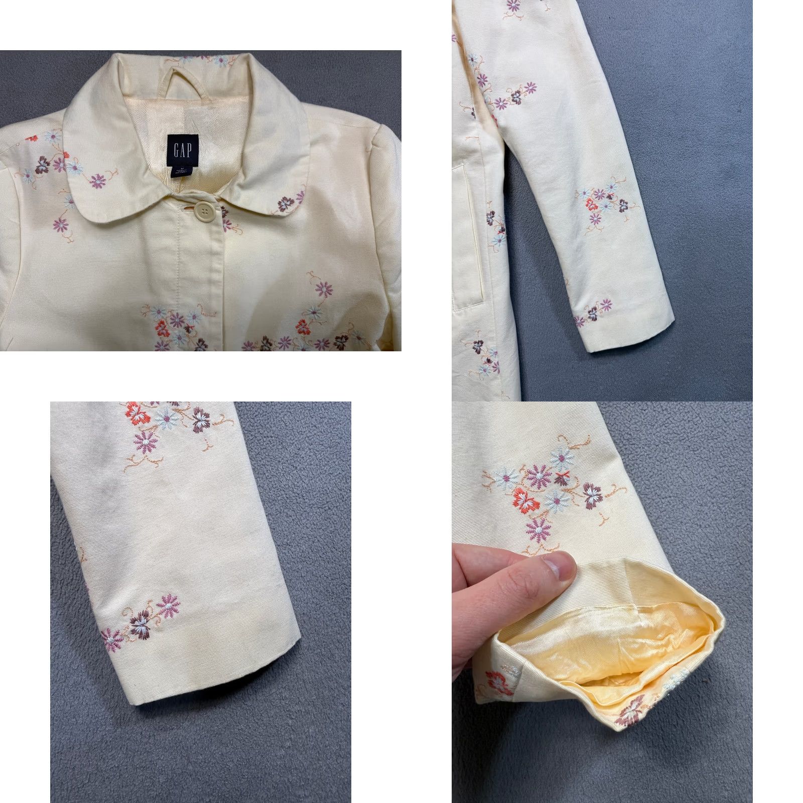 Gap GAP Beige embroidery coat flowers pattern womens size M Coat Womens M Beige Flower Embroidery Pattern Trench Coat Size M / US 6-8 / IT 42-44 - 8 Thumbnail