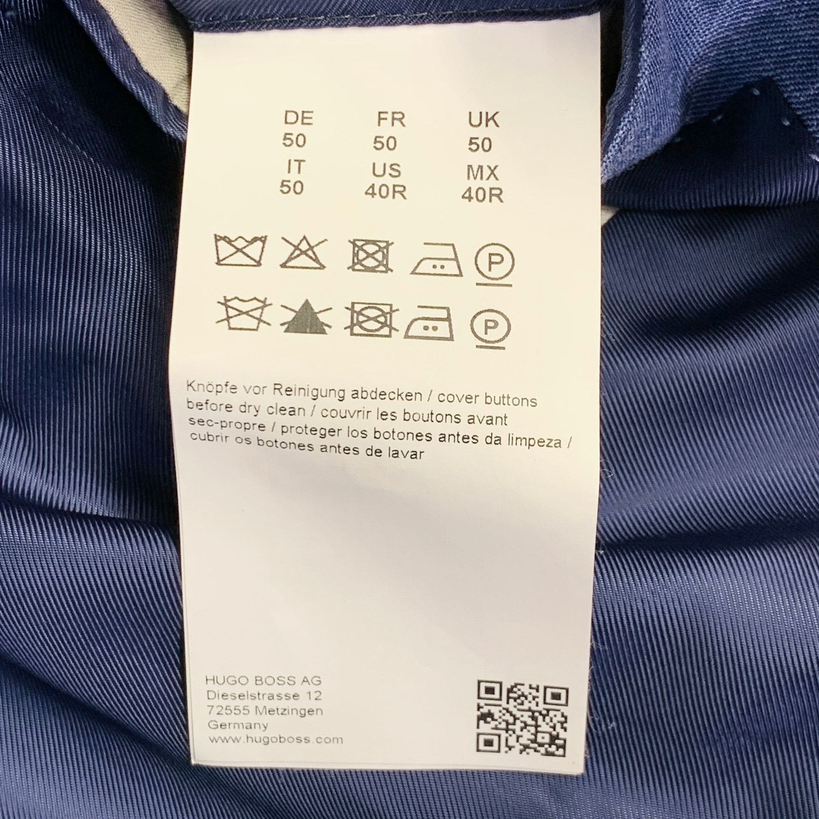 Hugo Boss Blue Black Window Pane Silk Linen Tailored Fit Sport Coat Size 40R - 9 Thumbnail
