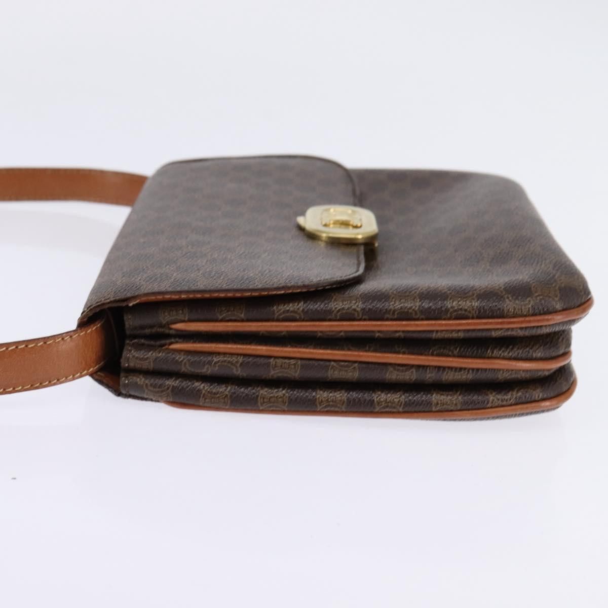 Celine CELINE Macadam Canvas Shoulder Bag Pvc Leather Brown Gold Size ONE SIZE - 4 Thumbnail