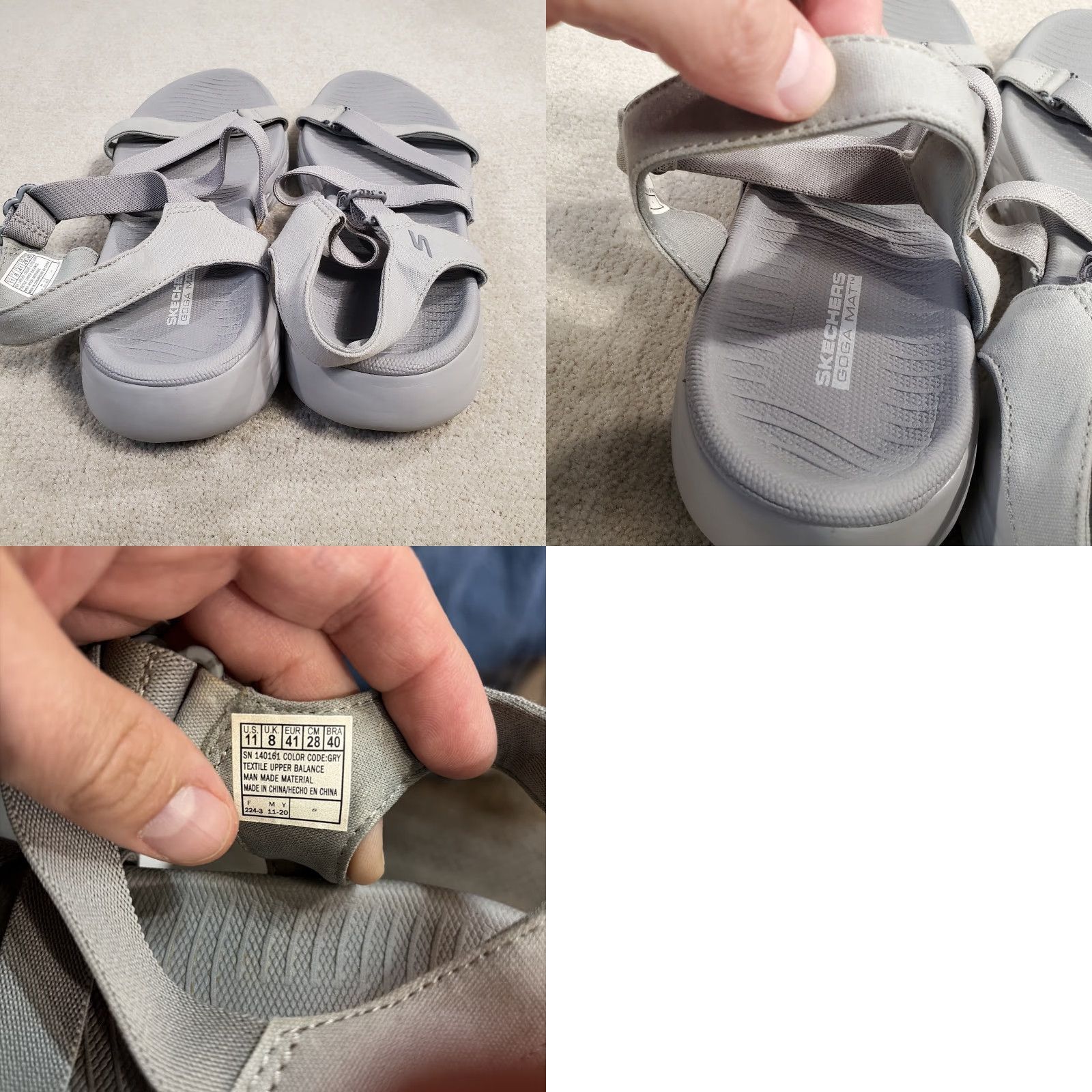 SKECHERS Skechers Goga Mat Sandals Womens 11 Gray Buckle Casual Comfort Walking Open Toe Flat Sandal Shoes Size US 11 / IT 41 - 8 Thumbnail