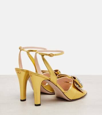 Christian Louboutin os11x0326 Bowow 95 Embellished Metallic Sandals in Gold Size US 10 / IT 40 - 3 Thumbnail