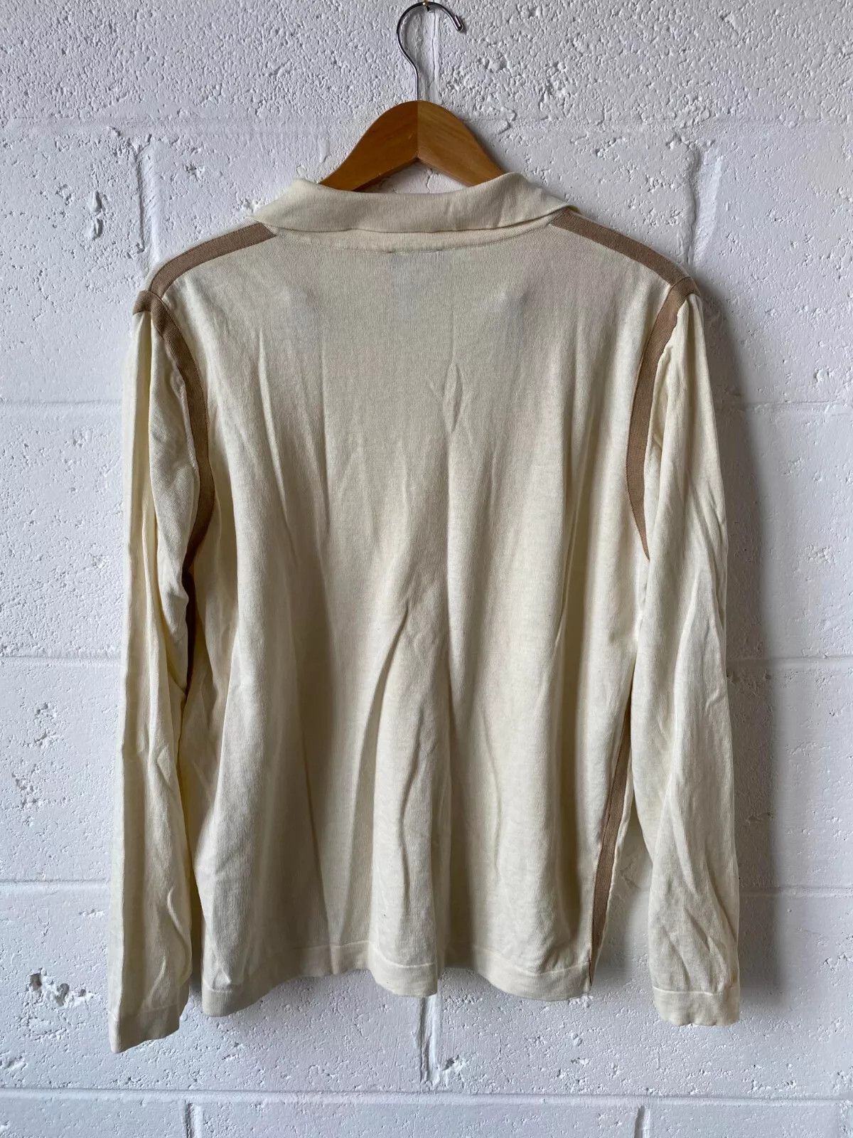 Moncler Moncler cream 100% cotton long sleeve polo shirt , TG L , 81 Size US L / EU 52-54 / 3 - 2 Thumbnail