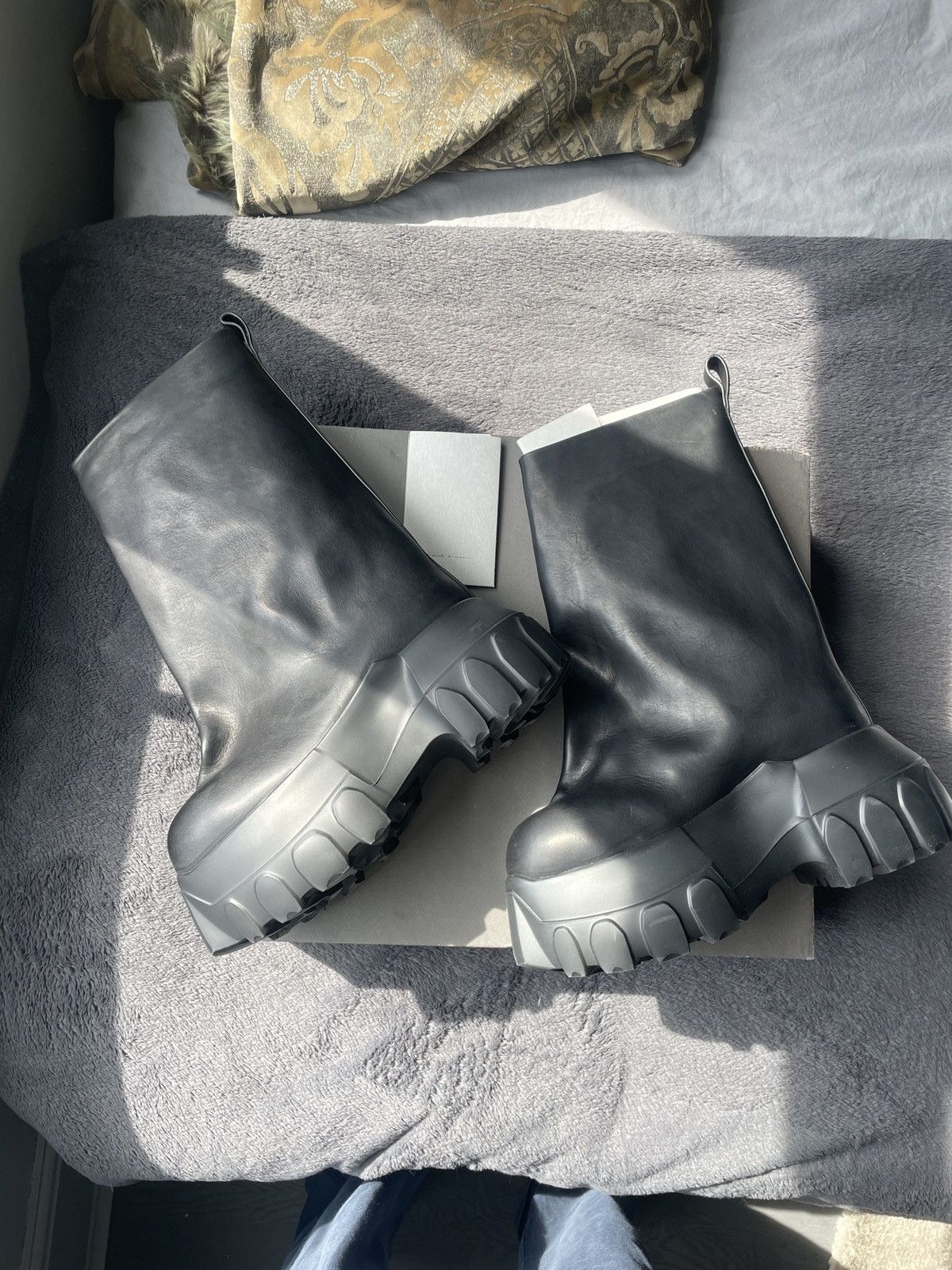 Rick Owens Rick Owens flared mega tractor boots | Grailed