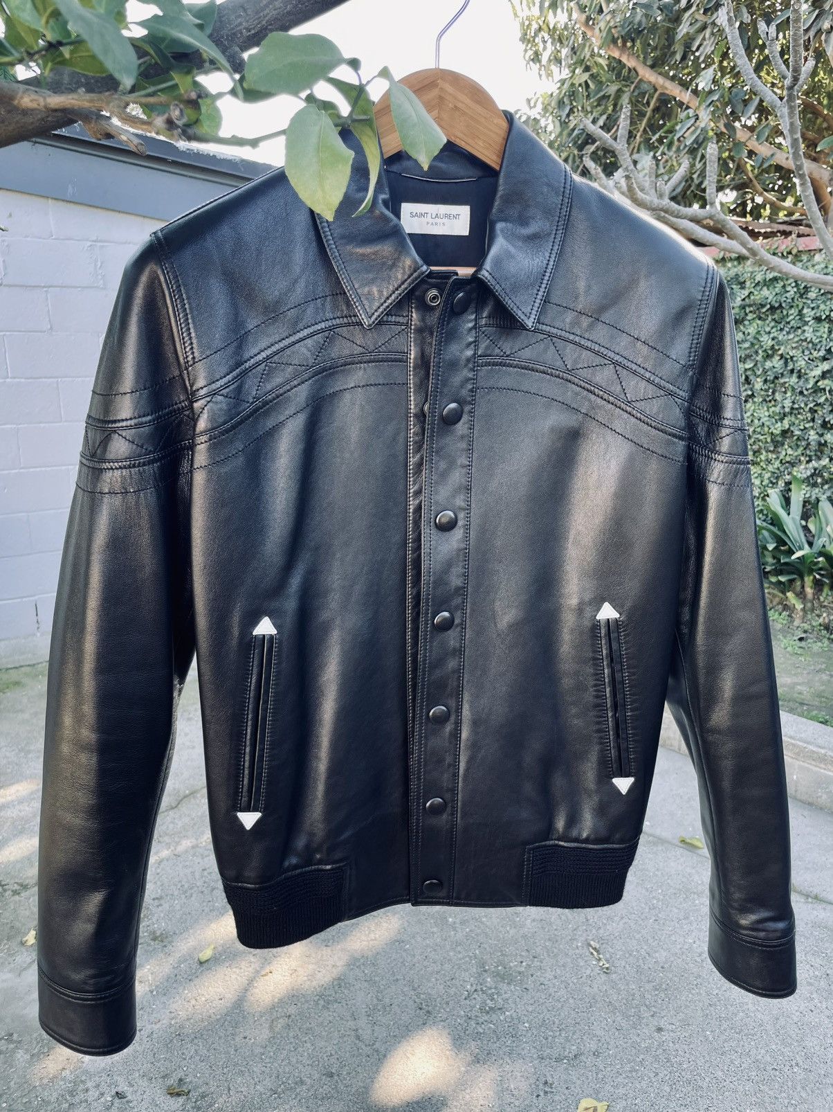 Saint Laurent Paris Saint Laurent Paris Western Lamb Leather Bomber Jacket Black Size US S / EU 44-46 / 1 - 5 Thumbnail