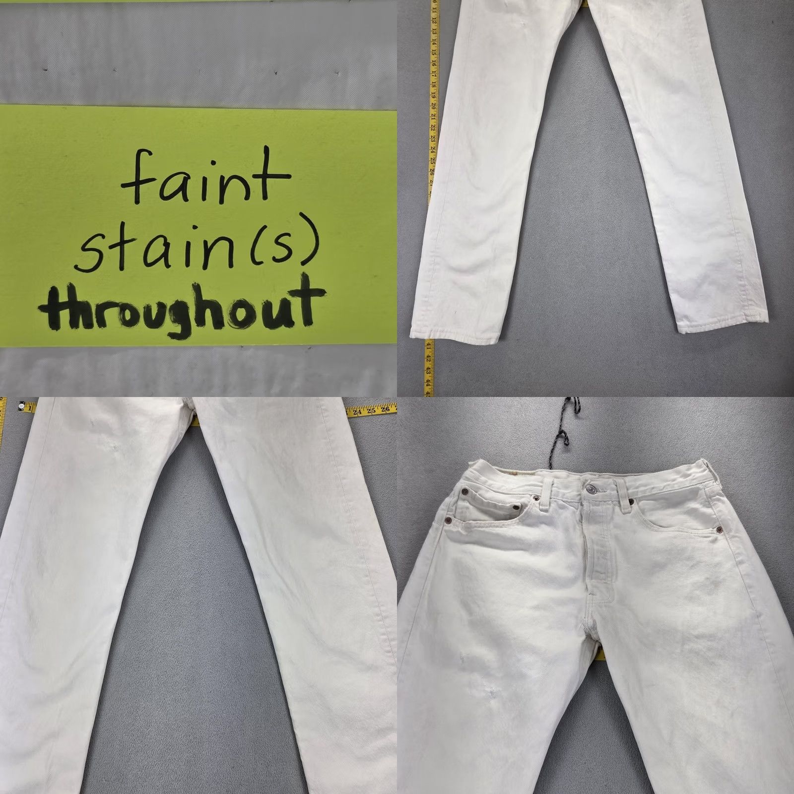 Levi's VINTAGE Levi's 501 Jeans Mens White Light Wash Straight Button Fly 28x31 Fits 28x31 Mens Jeans White Light Wash 501 Straight Button Fly USA Size US 28 / EU 44 - 8 Thumbnail