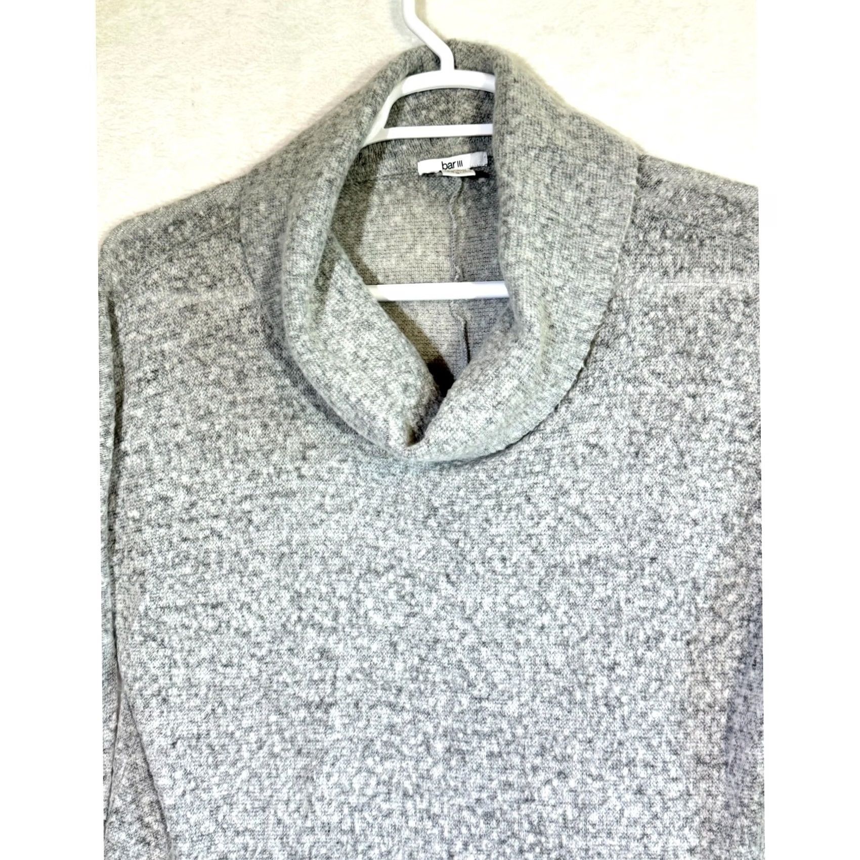 Bar III Bar III Women's Gray Textured Cowl Neck Sweater Raglan Sleeve Size L Size L / US 10 / IT 46 - 5 Thumbnail