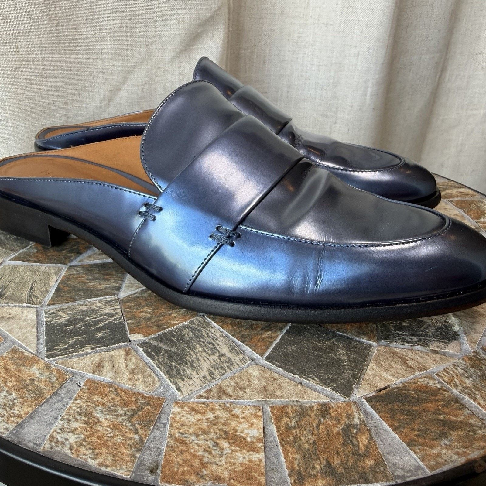 M.Gemi M.Gemi Leather Slide Loafers Navy Blue EU 37Made in Italy Size US 6.5 / IT 36.5 - 7 Thumbnail