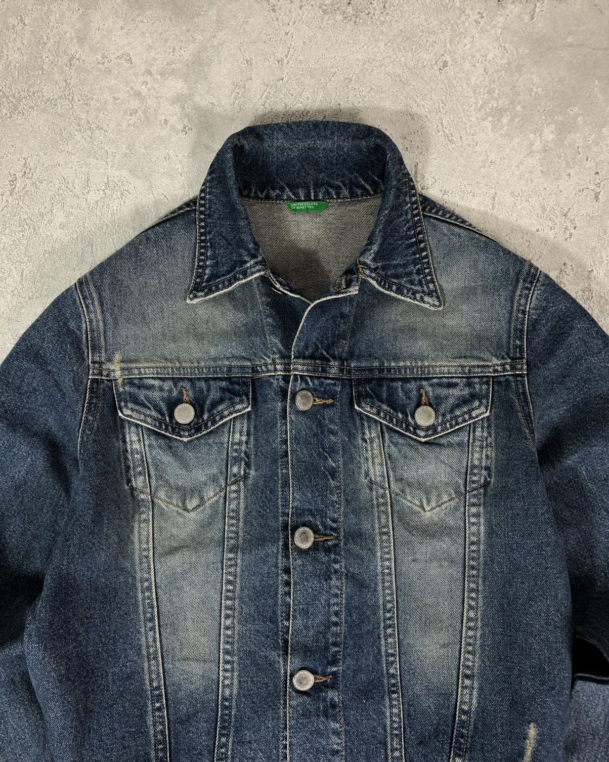 Benetton Trucker Jacket Jeans Size US M / EU 48-50 / 2 - 2 Thumbnail