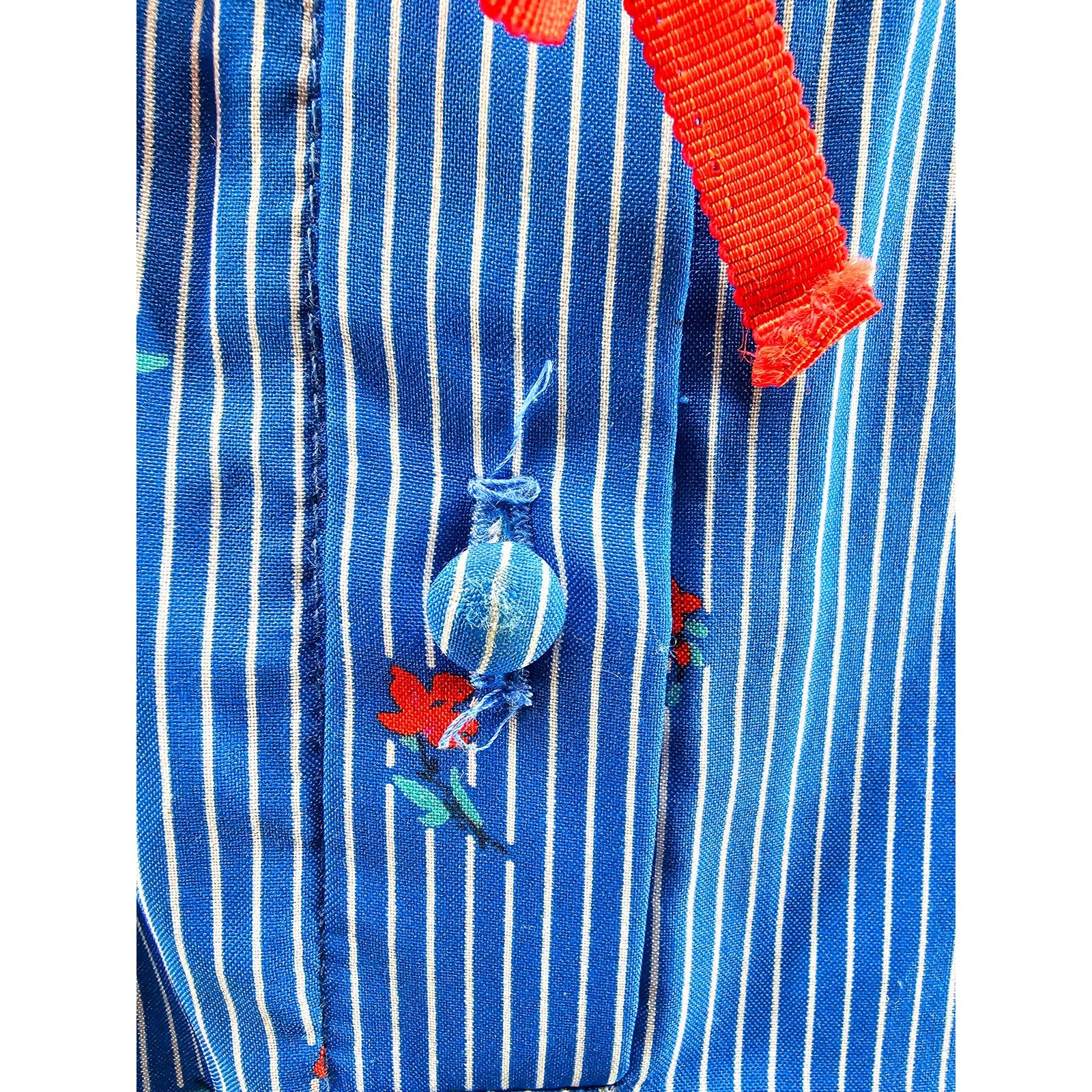 Vintage vtg 70's Jamison Boutique Blue Pinstriped Red floral Dress M Size M / US 6-8 / IT 42-44 - 5 Thumbnail