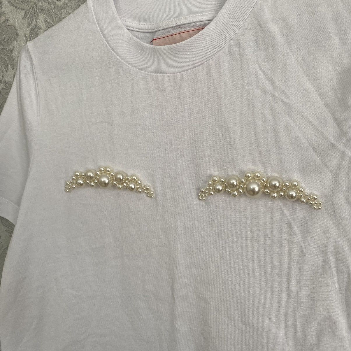Band Tees SIMONE ROCHA X H&M WHITE COTTON APPLIQUE PEARL BEADED Size S / US 4 / IT 40 - 2 Thumbnail