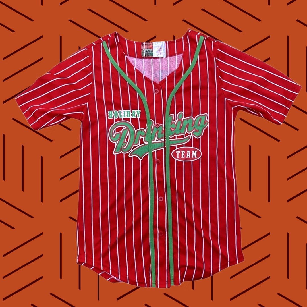 Vintage Spencers Baseball Jersey Mens Large Holiday Drinking Team "Get Lit" Christmas Red 19" Armpit 28" Shoulder to Hem Mens Size US L / EU 52-54 / 3 - 1 Thumbnail