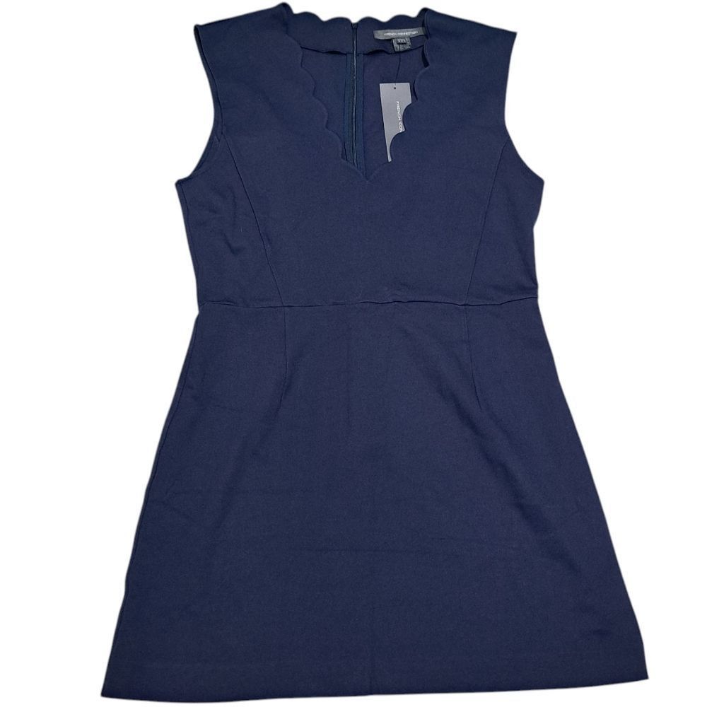 French Connection French Connection Lula Scalloped Edge V Neck Mini Dress Duc Size L / US 10 / IT 46 - 1 Thumbnail