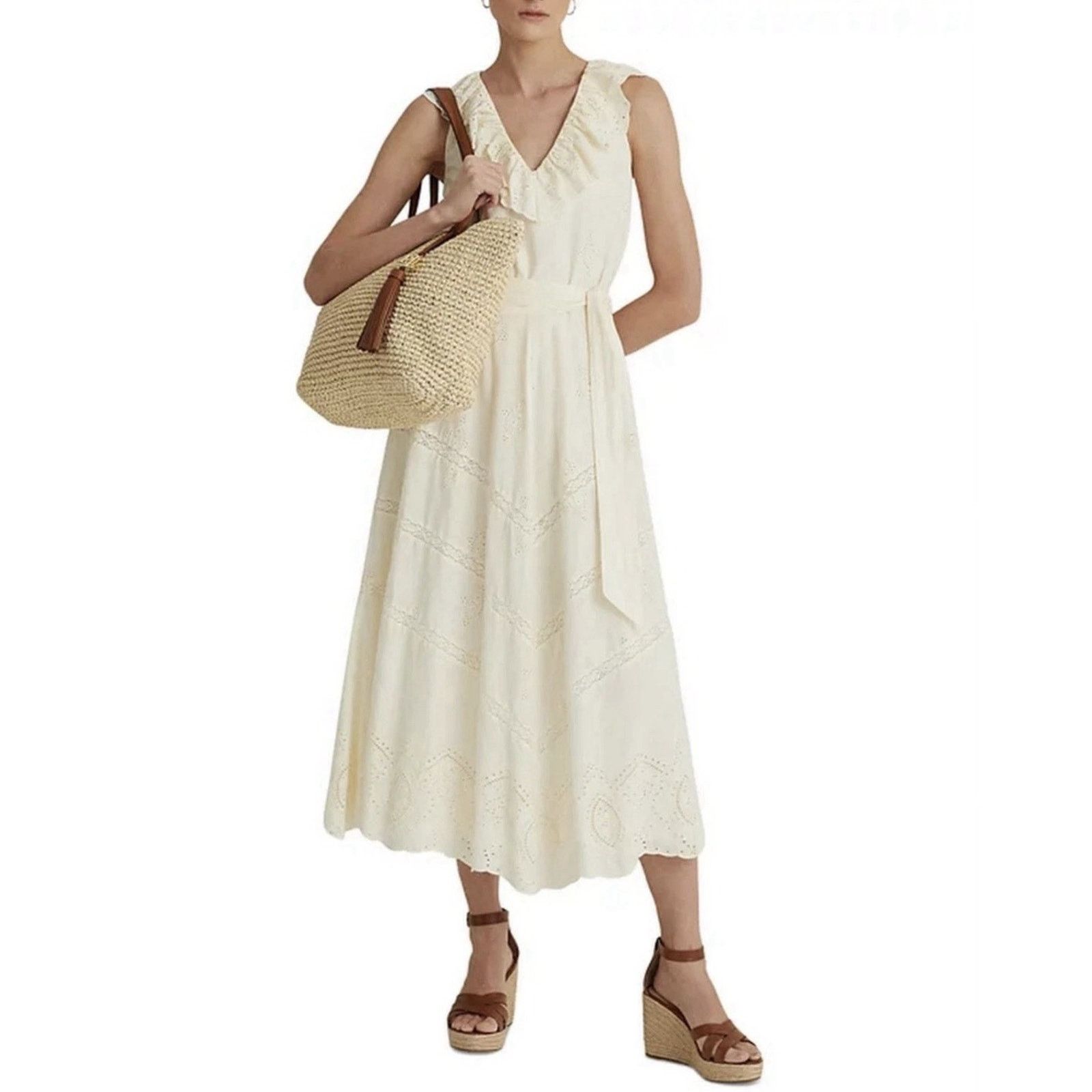 Lauren Ralph Lauren NWT Lauren RALPH LAUREN Crochet-Straw Medium Whitney Tote Size ONE SIZE - 9 Thumbnail