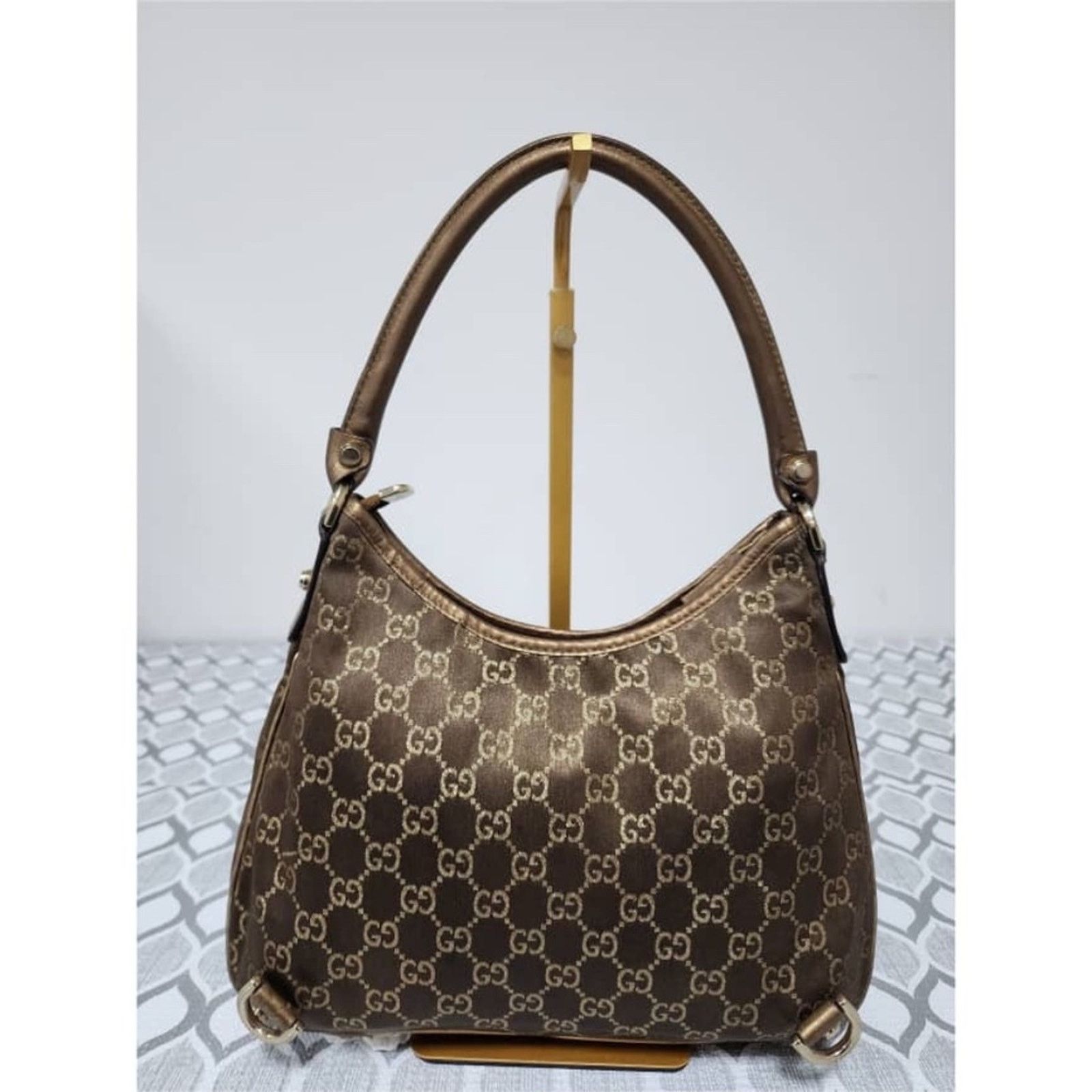 Gucci GUCCI GG Fabric Abbey Medium D-Ring Hobo Bag Gol Golden Brwn Size ONE SIZE - 4 Thumbnail