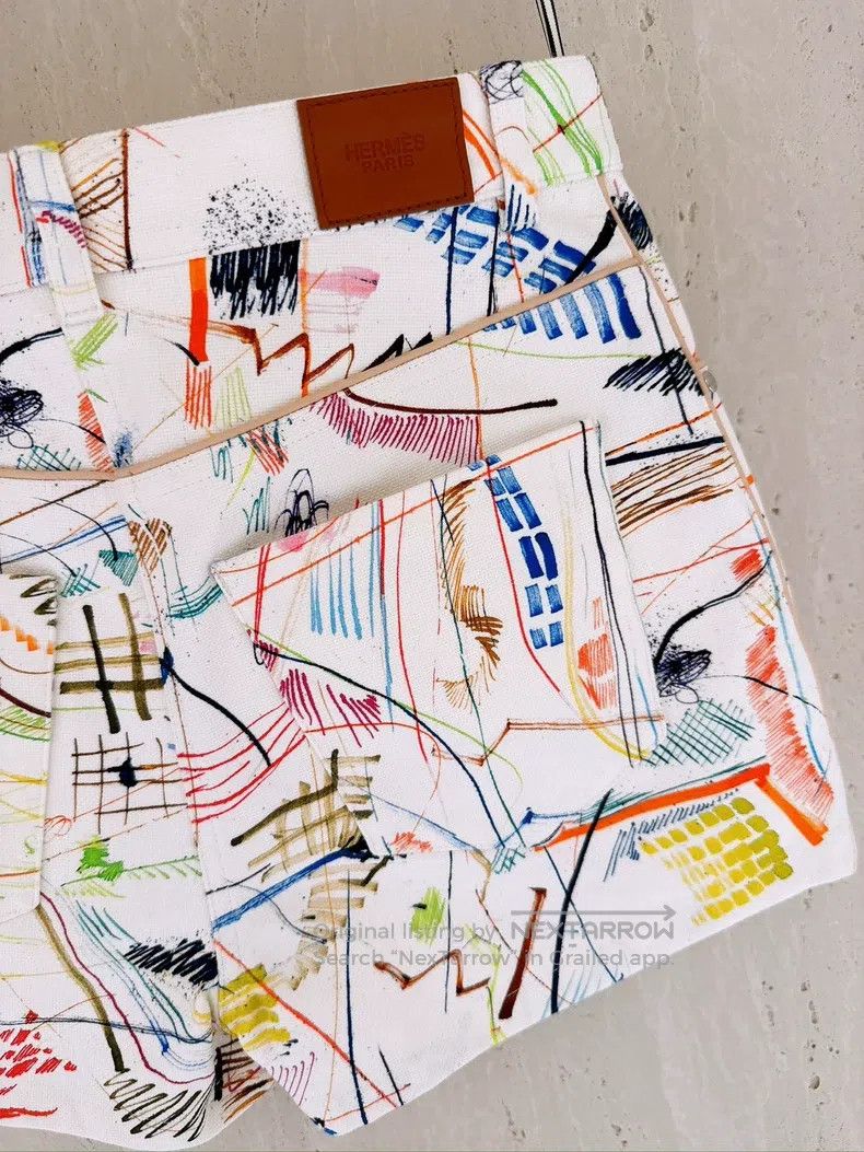 Hermes Hermes Colorful Graffiti Denim Shorts Size 42" / US 20 - 5 Thumbnail