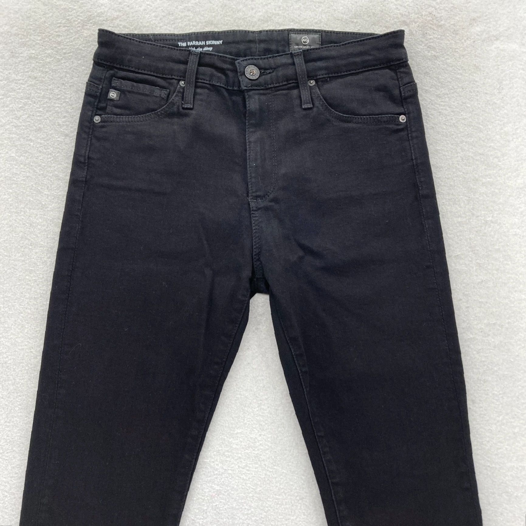 Farah AG Adriano Goldschmied The Farrah Skinny Ankle Women's 25 Black Stretch Denim Jeans Size ONE SIZE - 2 Thumbnail