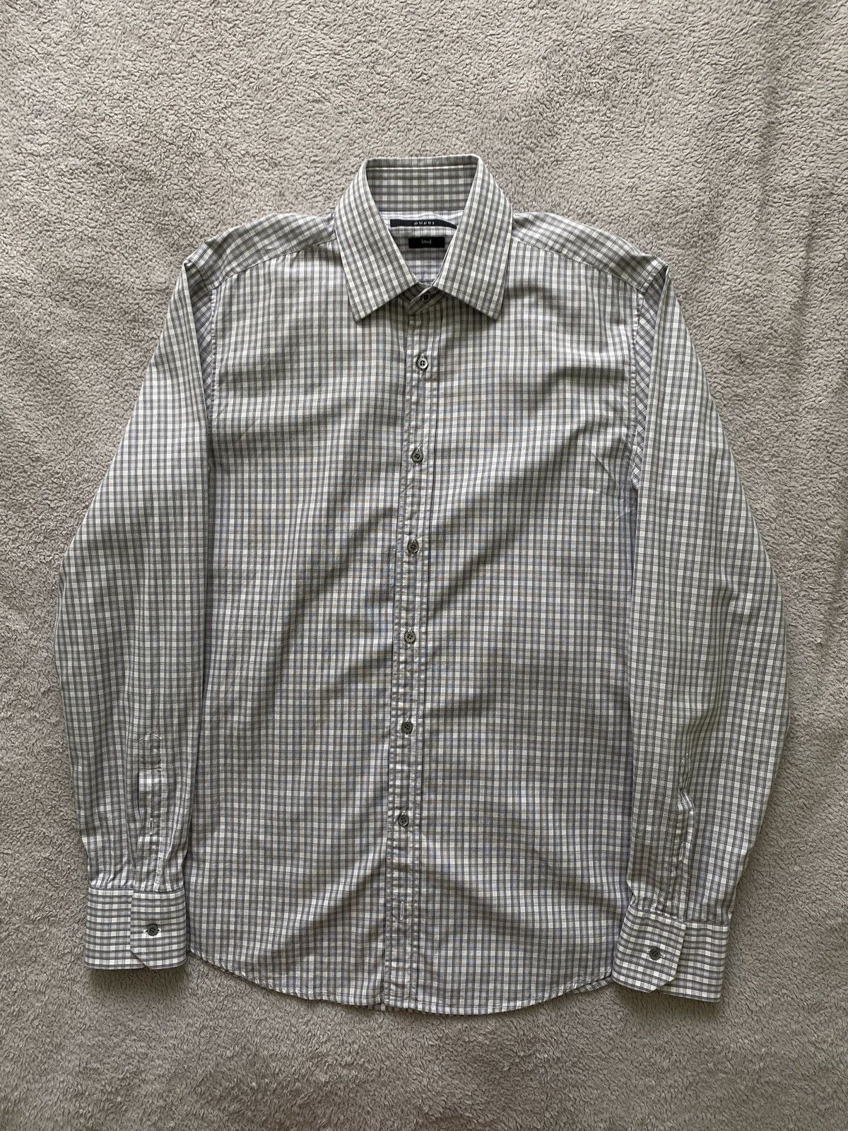 Designer × Gucci × Vintage Gucci Fitted Check Button Up Shirt Size 16 Size US M / EU 48-50 / 2 - 2 Thumbnail