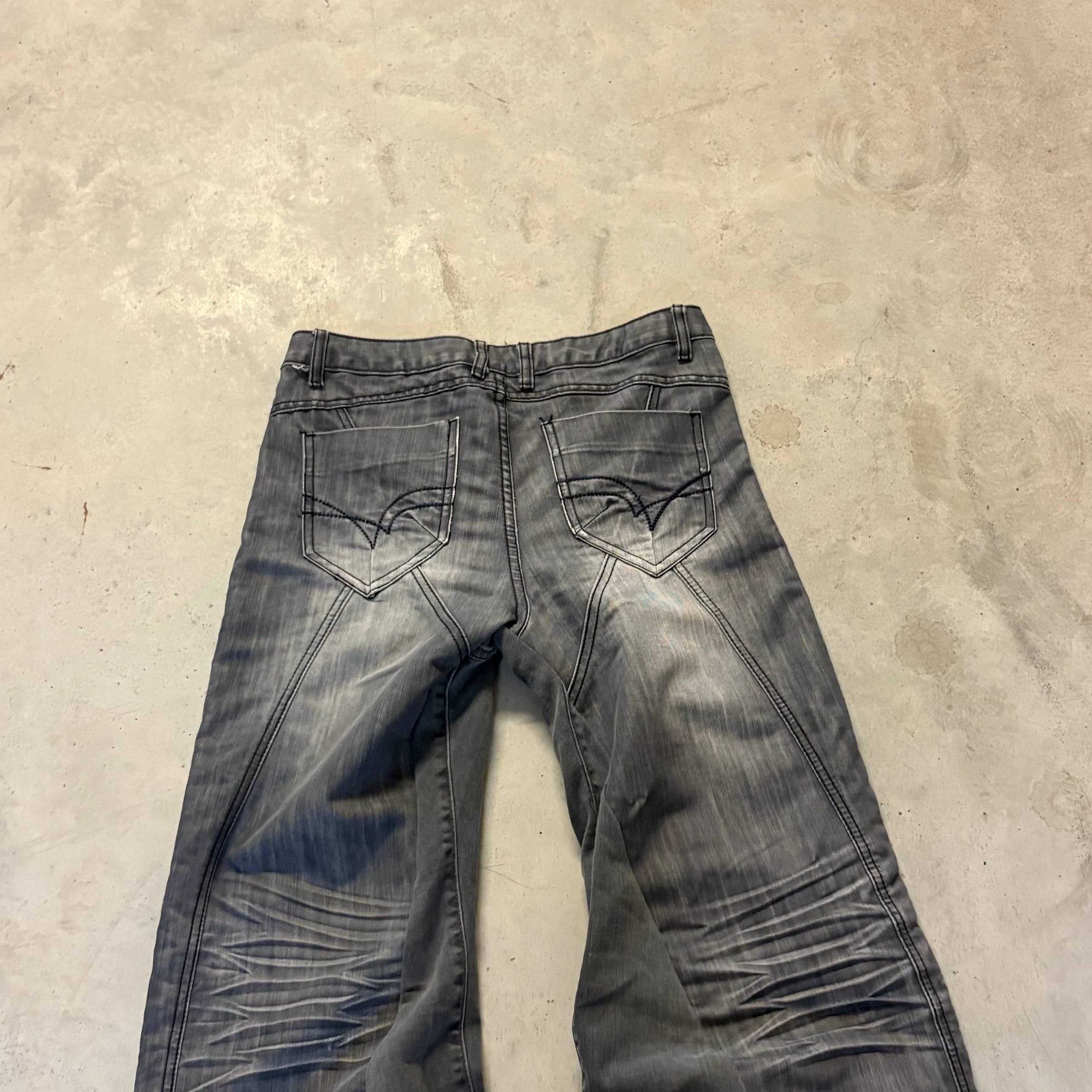 Japanese Brand Low Rise Faded Gray Jeans – Handmade Y2K Size US 29 - 2 Thumbnail