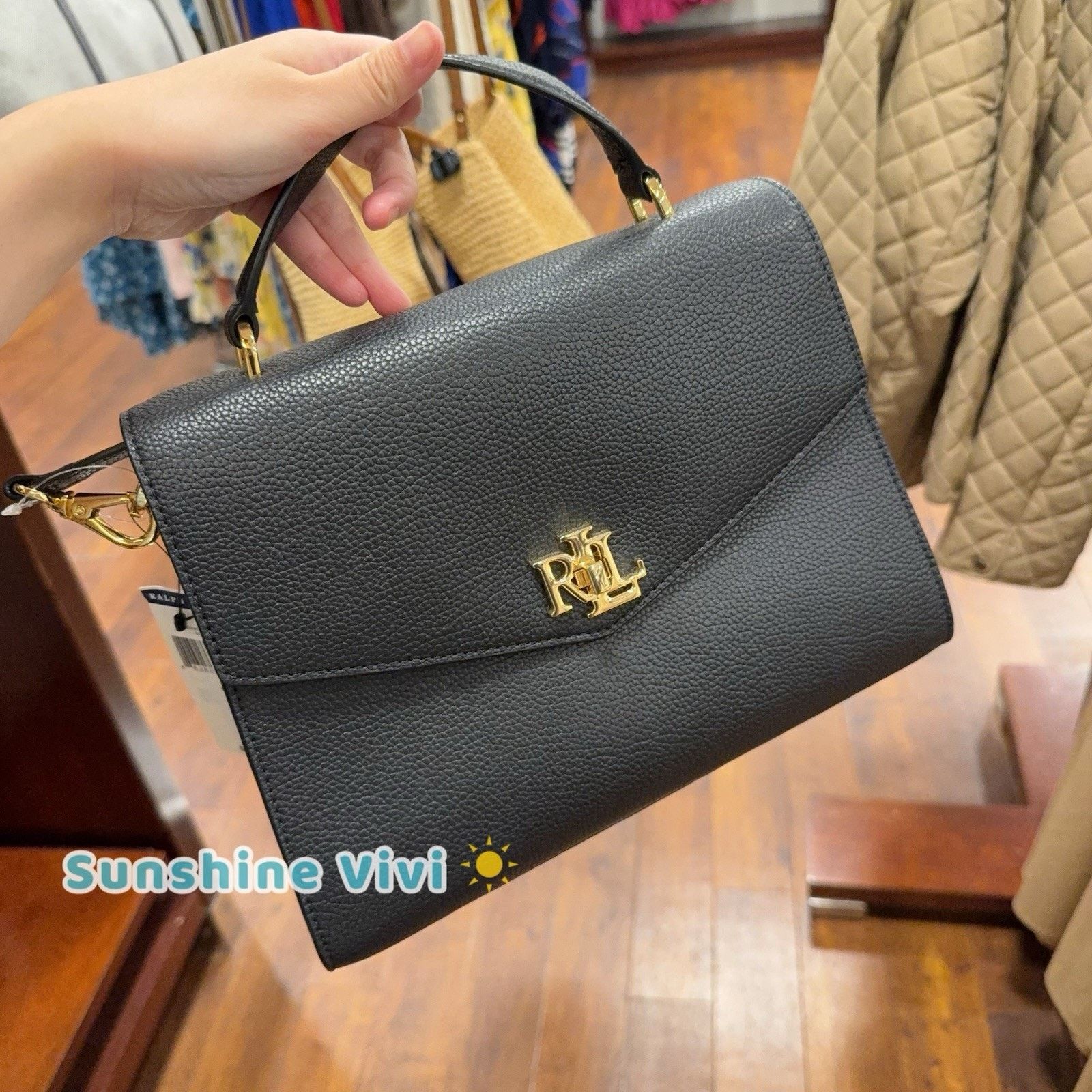 Lauren Ralph Lauren NWT Ralph Lauren Pebbled Leather Medium Farrah Satchel Black Size ONE SIZE - 1 Thumbnail