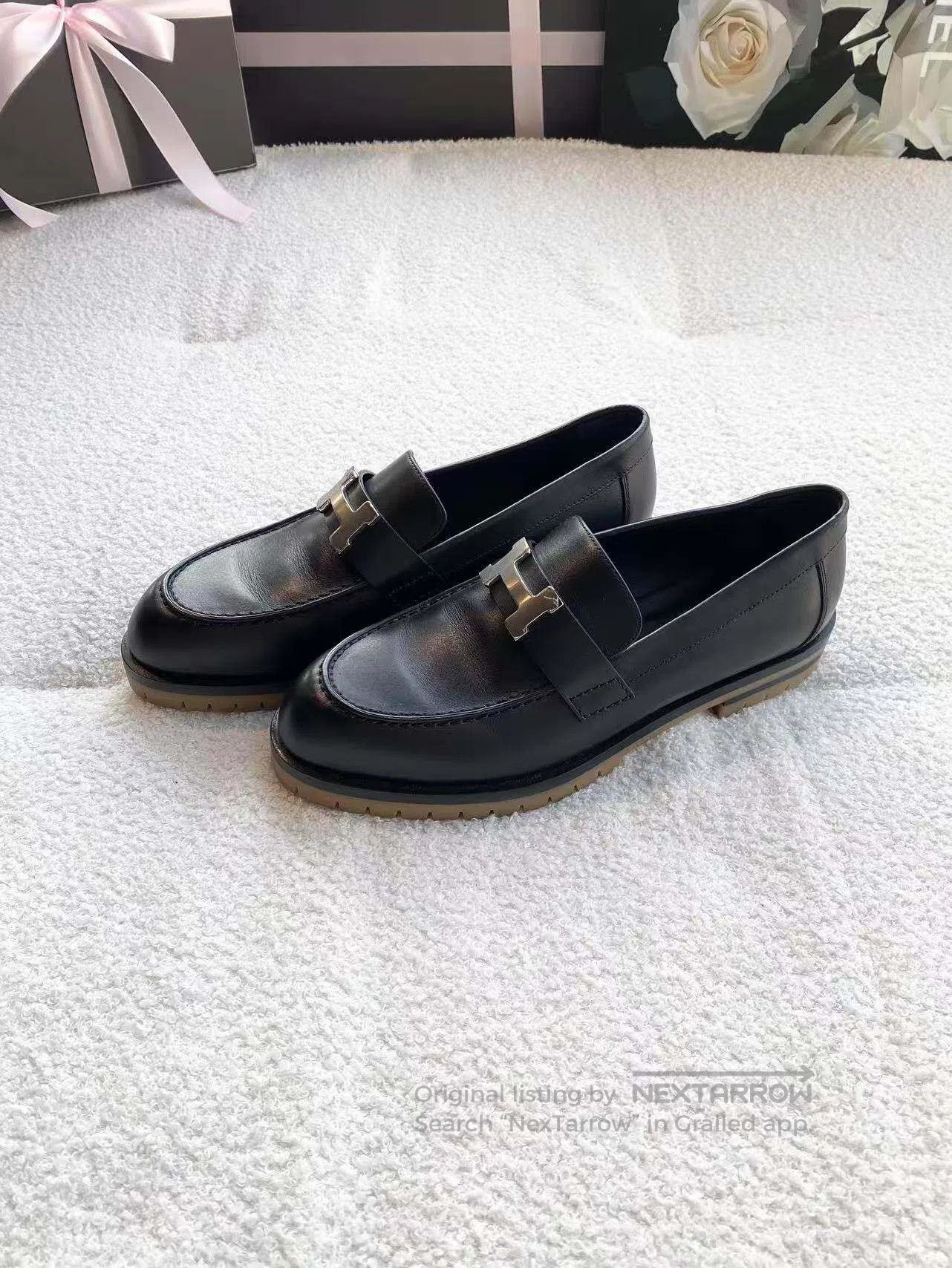 Hermes Hermes H-buckle black loafers| Size US 5.5 / IT 35.5 - 1 Thumbnail