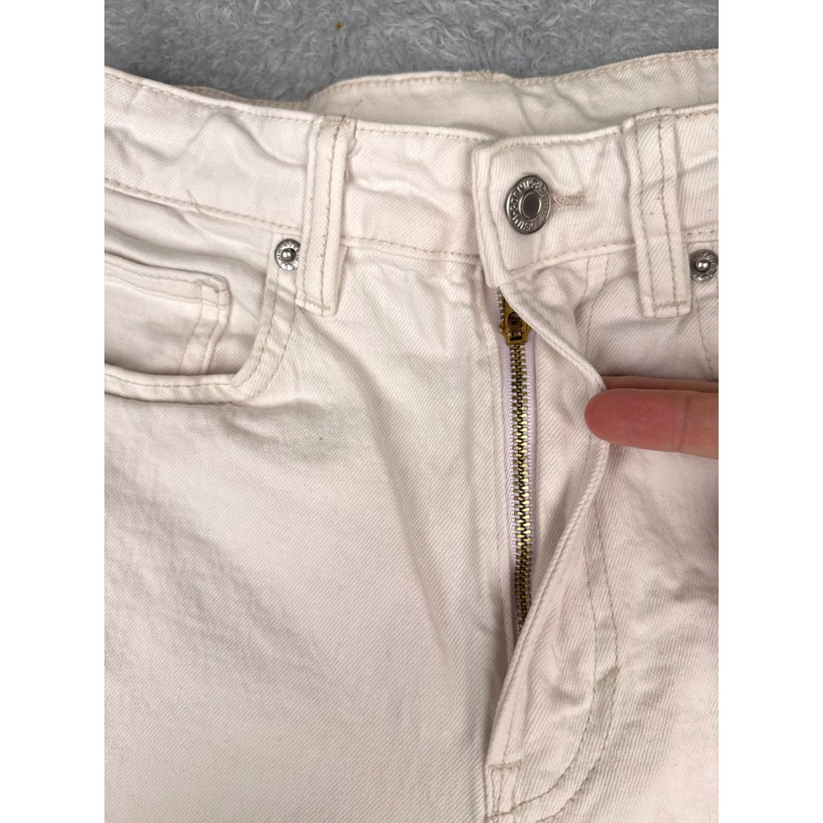 Denime &Denim Jeans White 4 Womens Cotton Denim Cropped High Rise Regular Fit 26x25 Jeans? Size 27" / US 4 / IT 40 - 5 Thumbnail