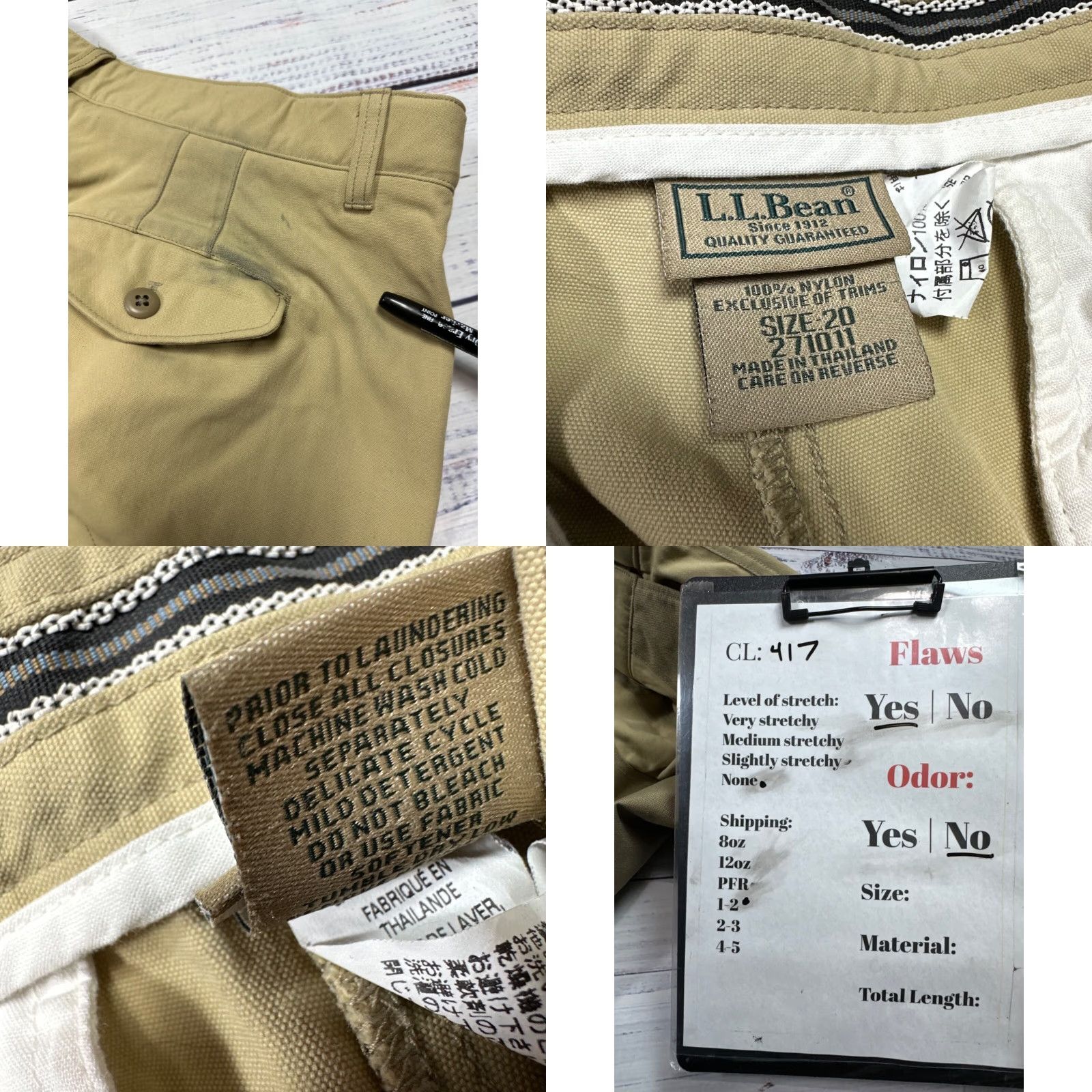 Vintage L.L. Bean Womens Pants Plus 20 Beige Nylon Hunting Fishing Reinforced Pockets Chino Shirt Size 42" / US 20 - 8 Thumbnail