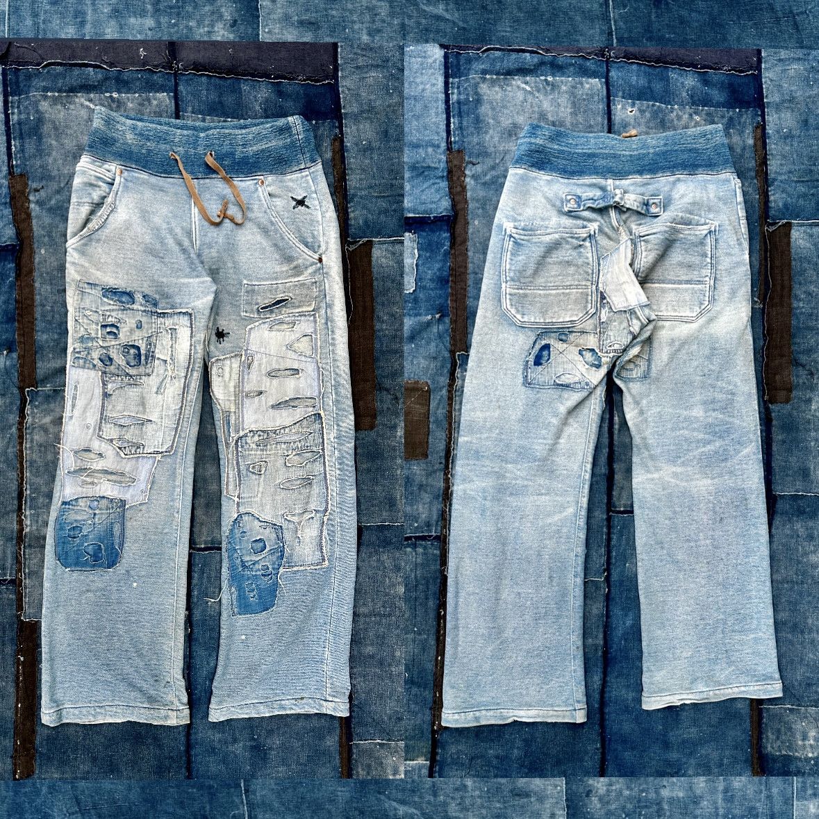 Kapital 2009 Buckleback denim Old man and the sea Boro Sweatpants Size US 36 / EU 52 - 1 Thumbnail