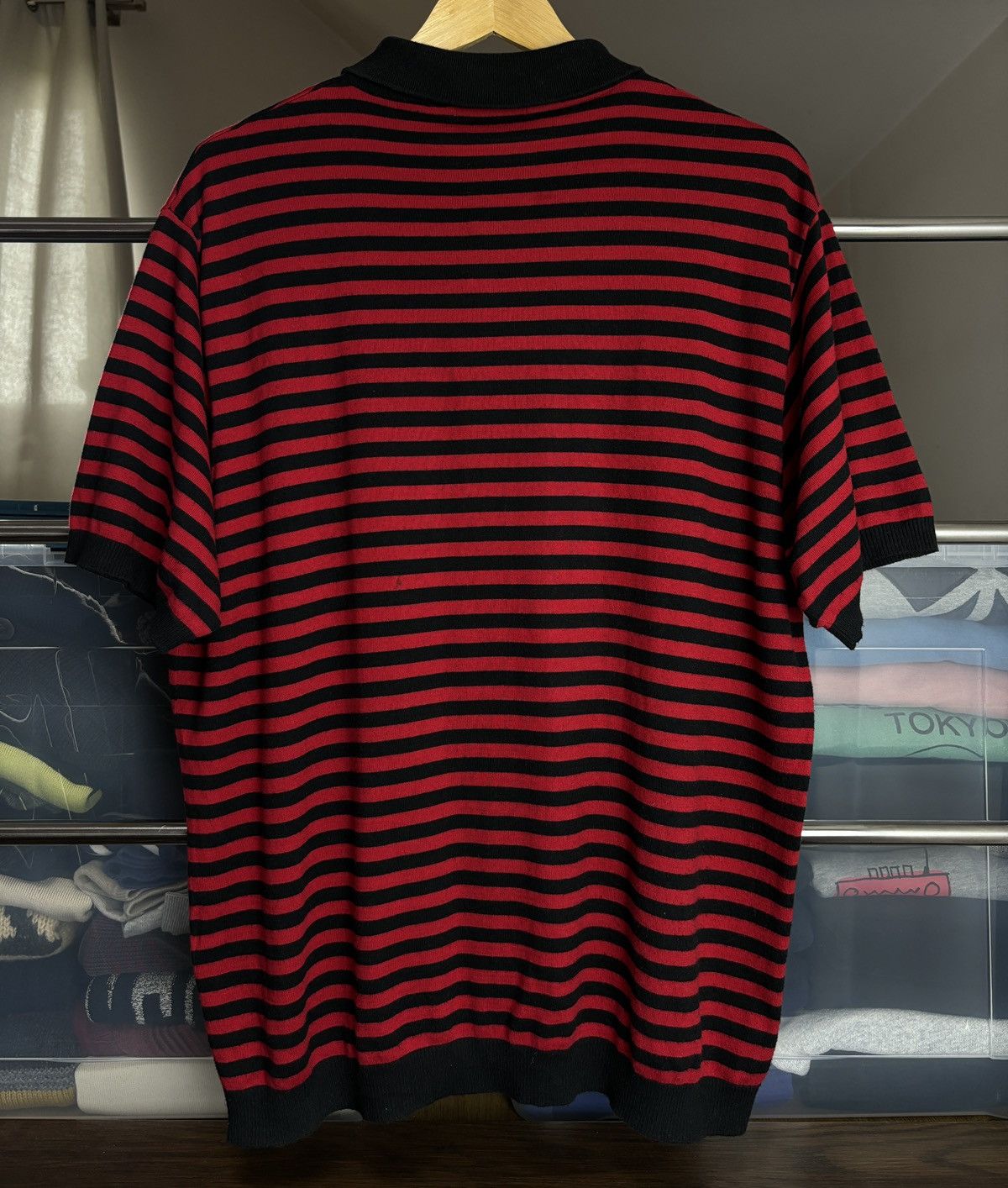 Supreme Supreme Knitted Polo Striped Red Black Kurt Cobain Vibe Size US XL / EU 56 / 4 - 4 Thumbnail