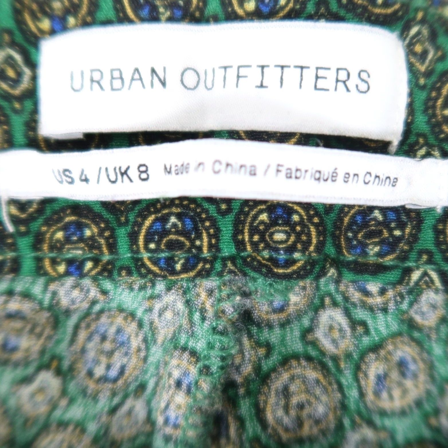 Urban Outfitters Urban Outfitters Green Geometric Print Pants 4 Wide Leg Flare Size 27" / US 4 / IT 40 - 4 Thumbnail