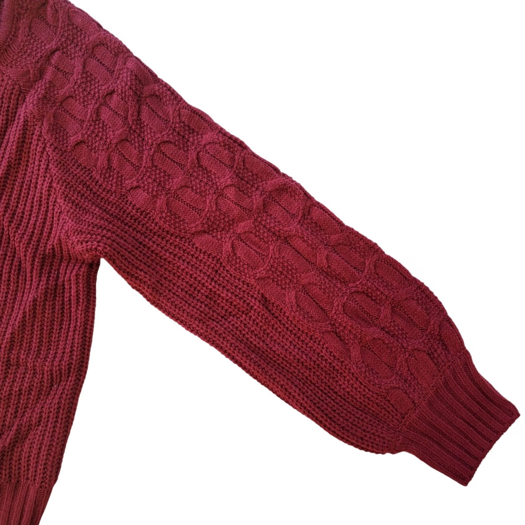 Vintage Ally Mae Cable Knit Cardigan Sweater Women M Burnt Red Lantern Sleeve Buttons Size M / US 6-8 / IT 42-44 - 6 Thumbnail