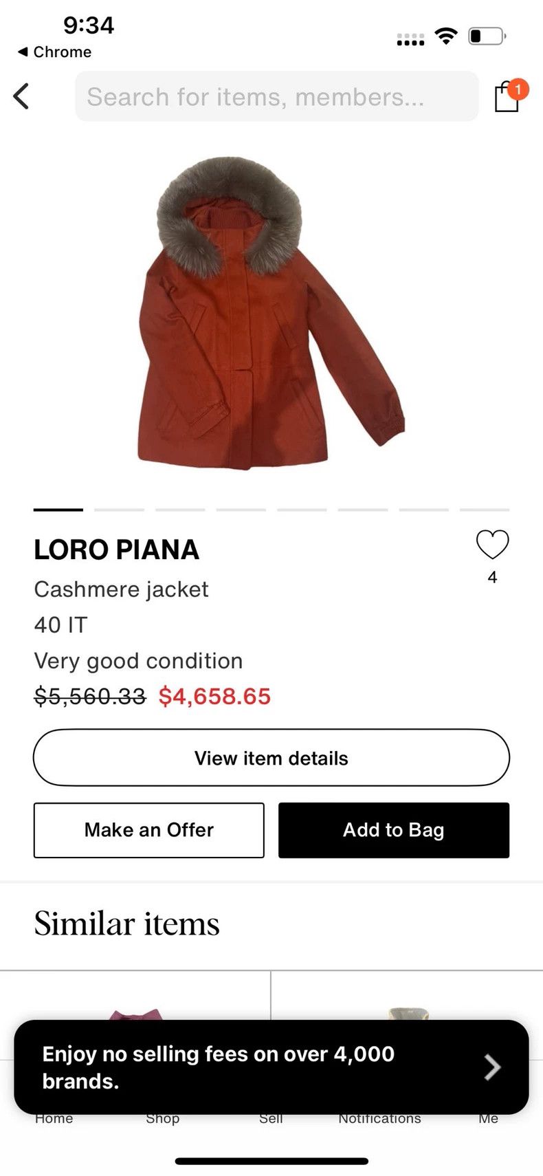 Loro Piana LORO PIANA A full sheep cashmere jacket with cotton lining Size S / US 4 / IT 40 - 1 Thumbnail