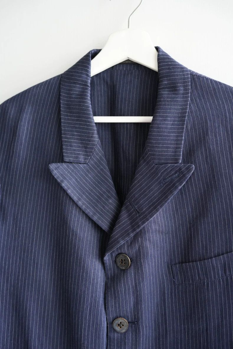 Yohji Yamamoto Yohji Yamamoto Yohji Yamamoto Striped Linen Suit Jacket Size US M / EU 48-50 / 2 - 3 Thumbnail